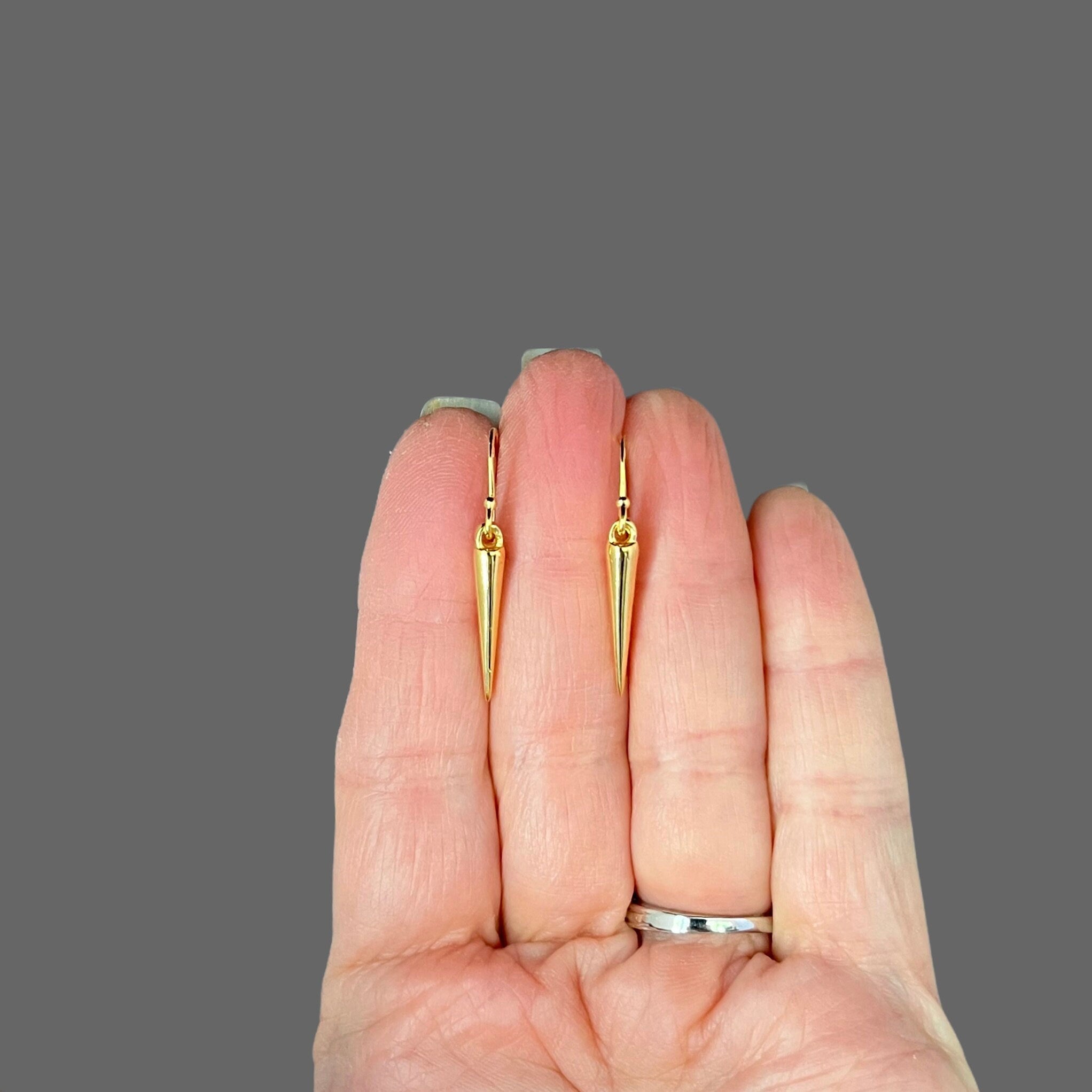 Gold Vermeil Spike Charm Dangle Earrings