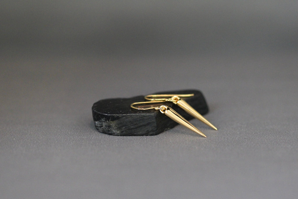Gold Vermeil Spike Charm Dangle Earrings