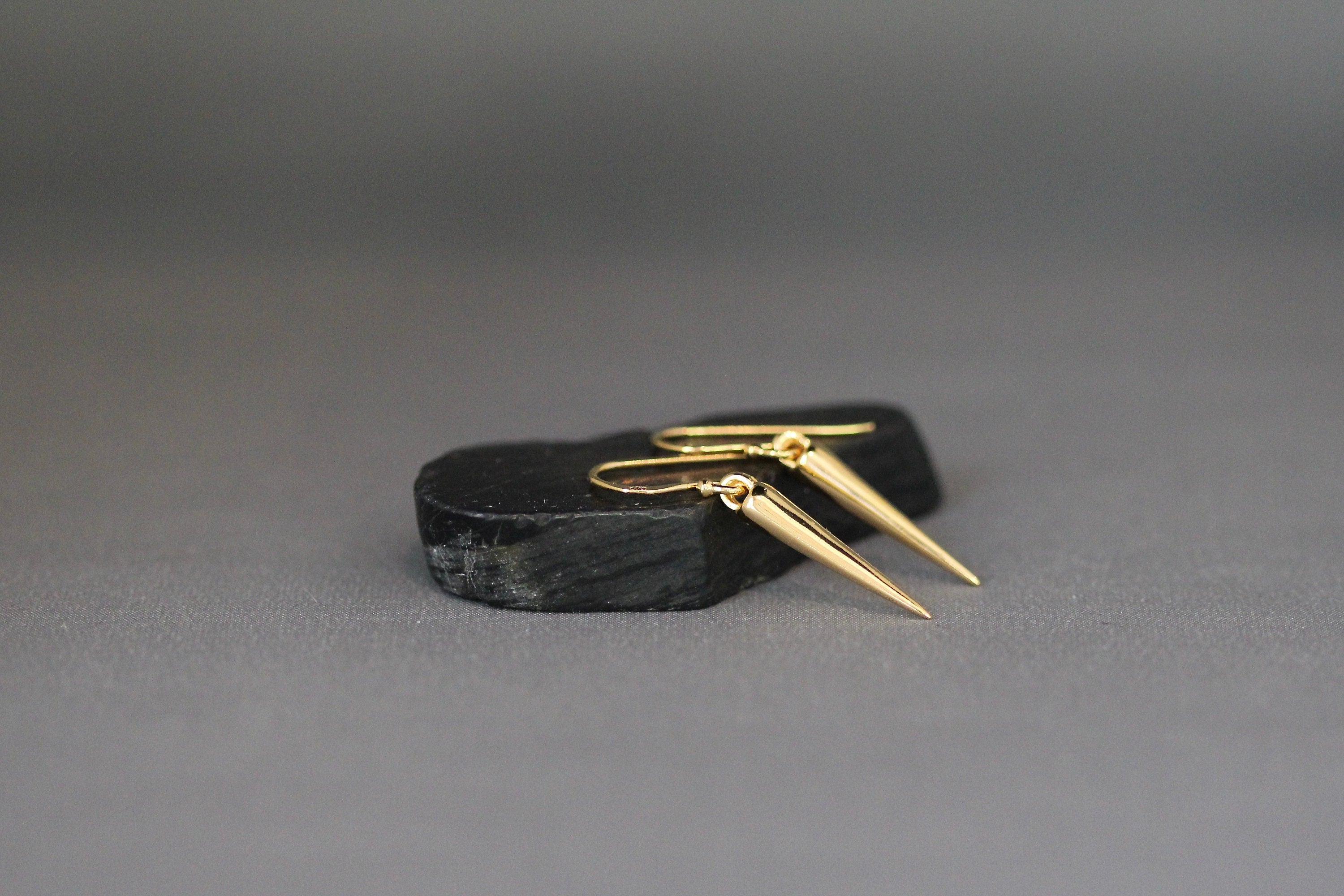 Gold Vermeil Spike Charm Dangle Earrings