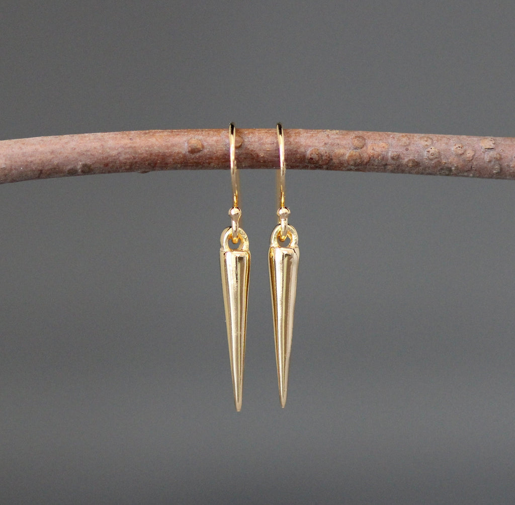 Gold Vermeil Spike Charm Dangle Earrings