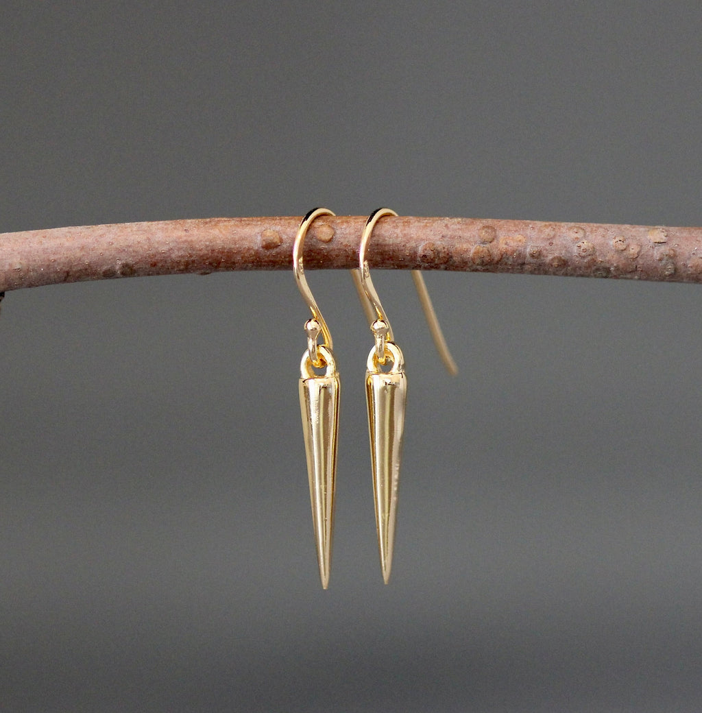 Gold Vermeil Spike Charm Dangle Earrings