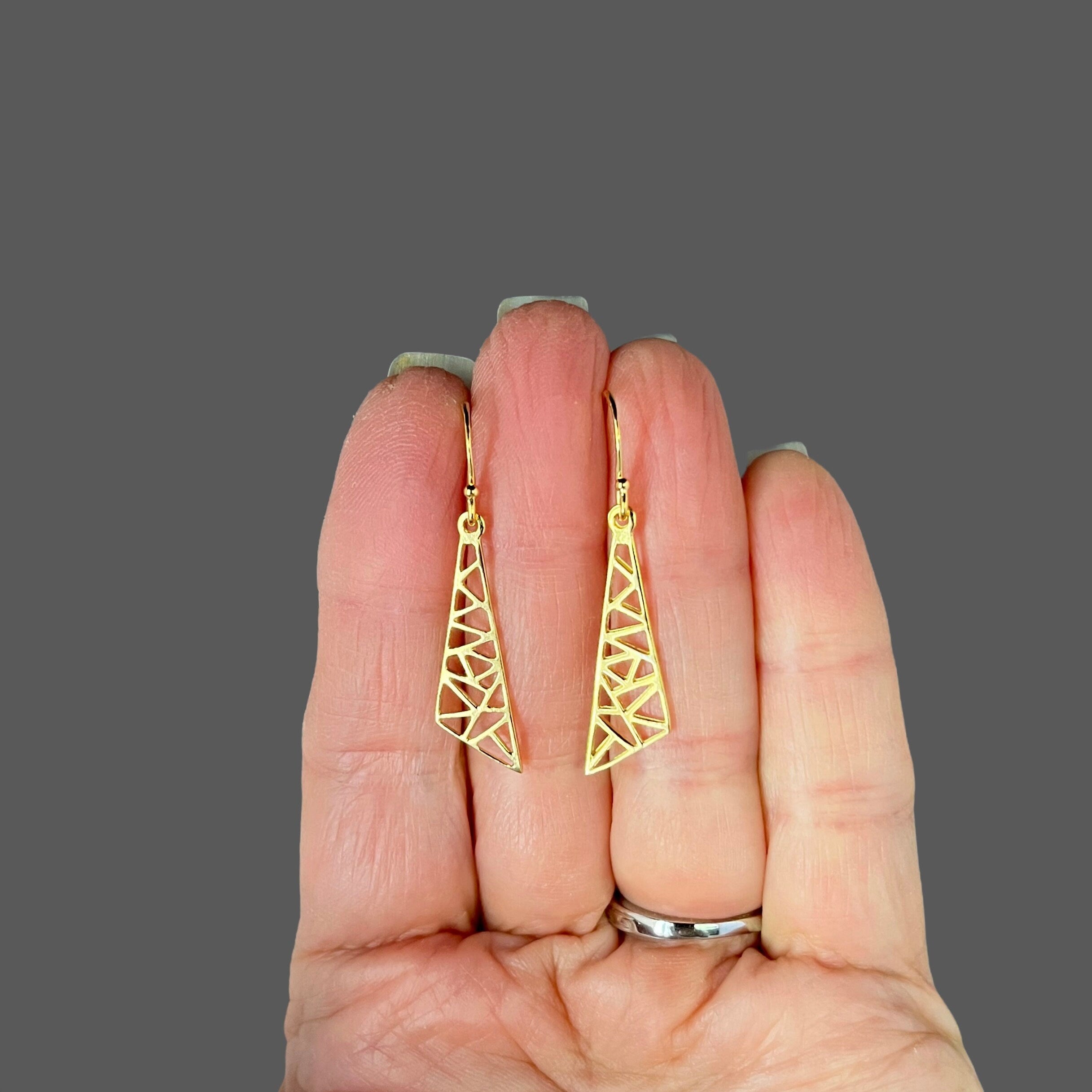 Geometric Gold Vermeil Charm Dangle Earrings