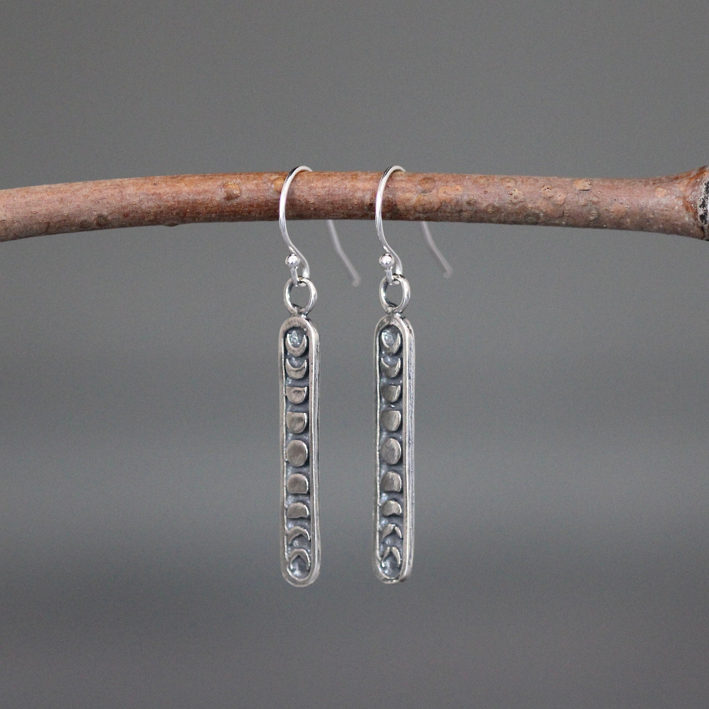 Bali Sterling Silver Moon Phase Charm Earrings