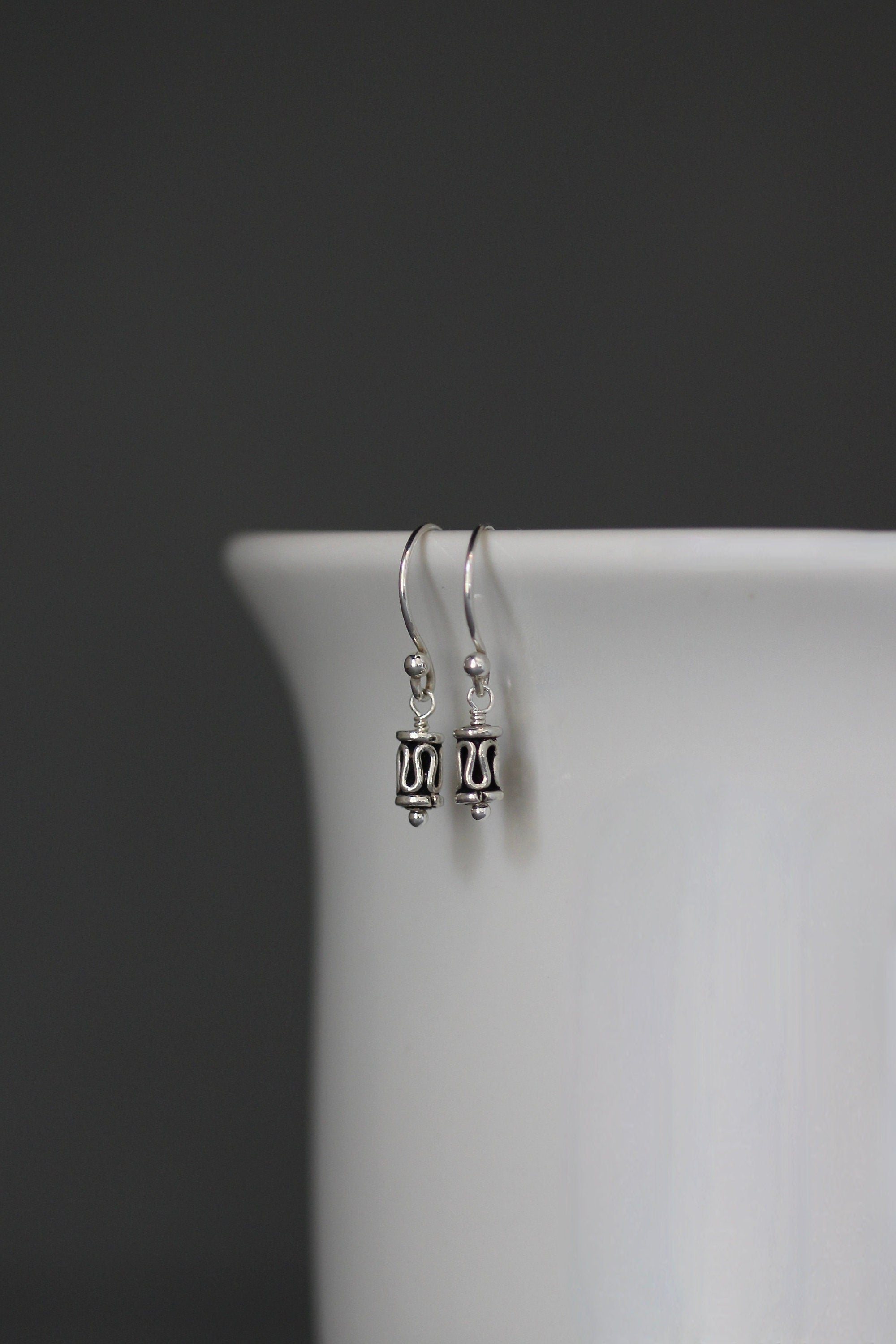 Bali Bead Earrings - Small Silver Dangle Earrings