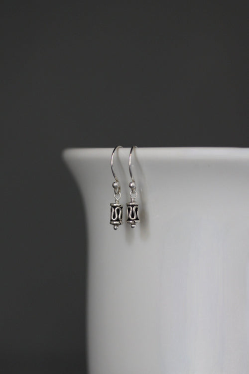 Bali Bead Earrings - Small Silver Dangle Earrings