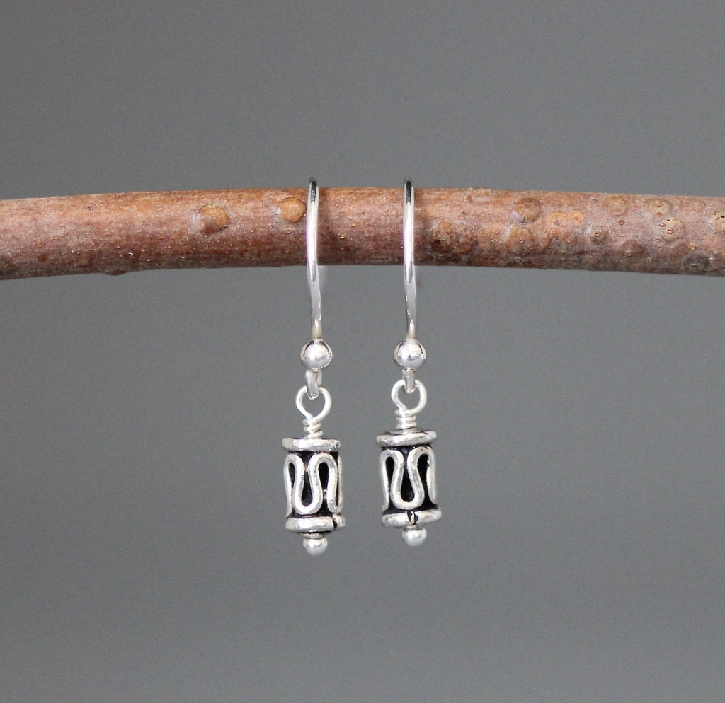Bali Bead Earrings - Small Silver Dangle Earrings