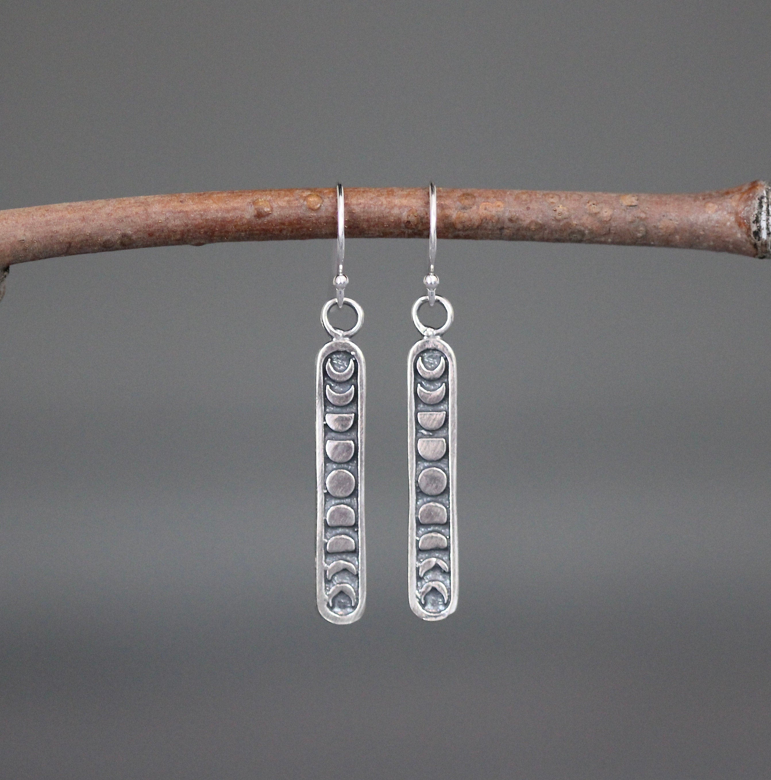 Bali Sterling Silver Moon Phase Charm Earrings