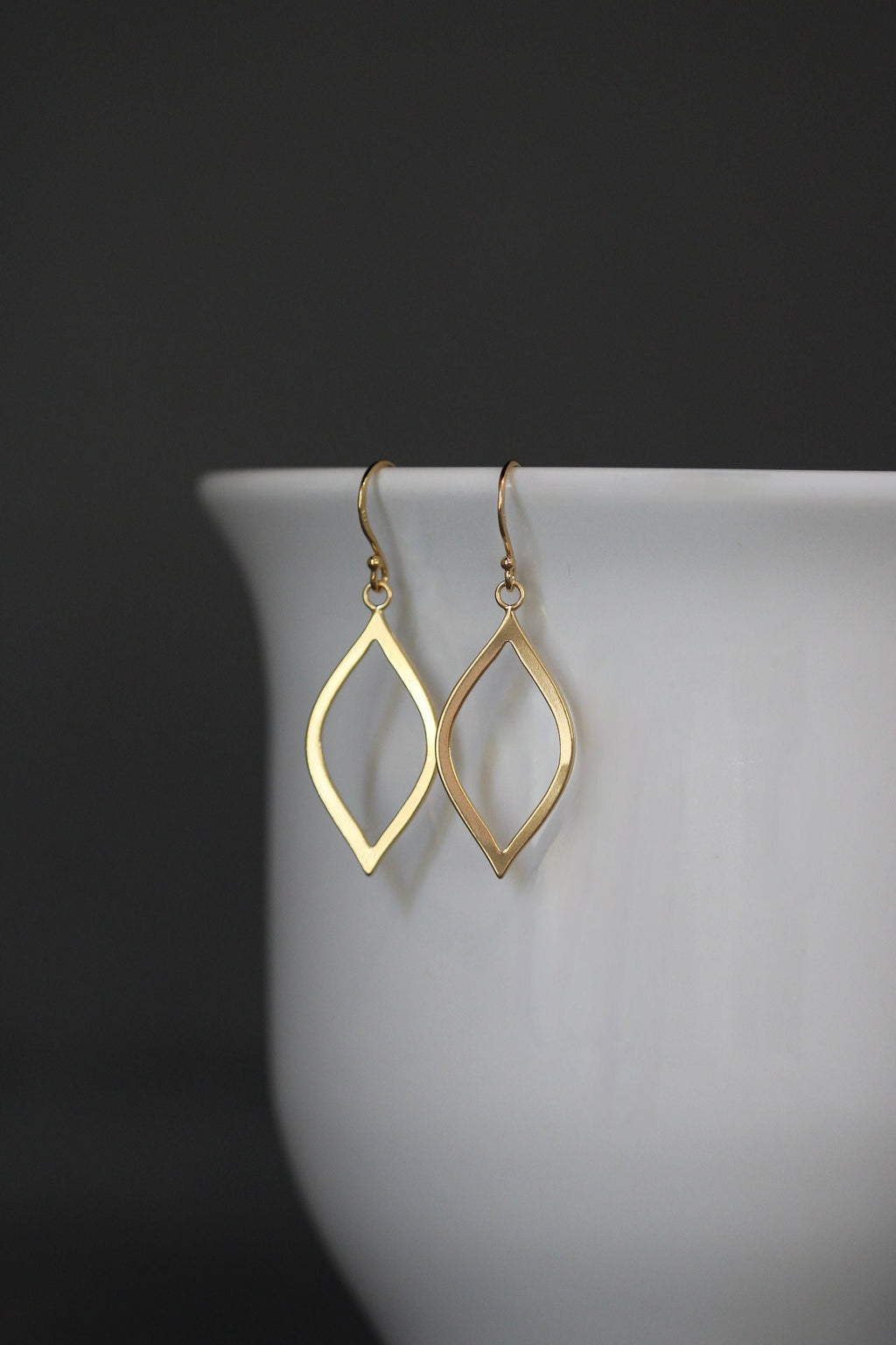 Gold Vermeil Marquise Charm Dangle Earrings