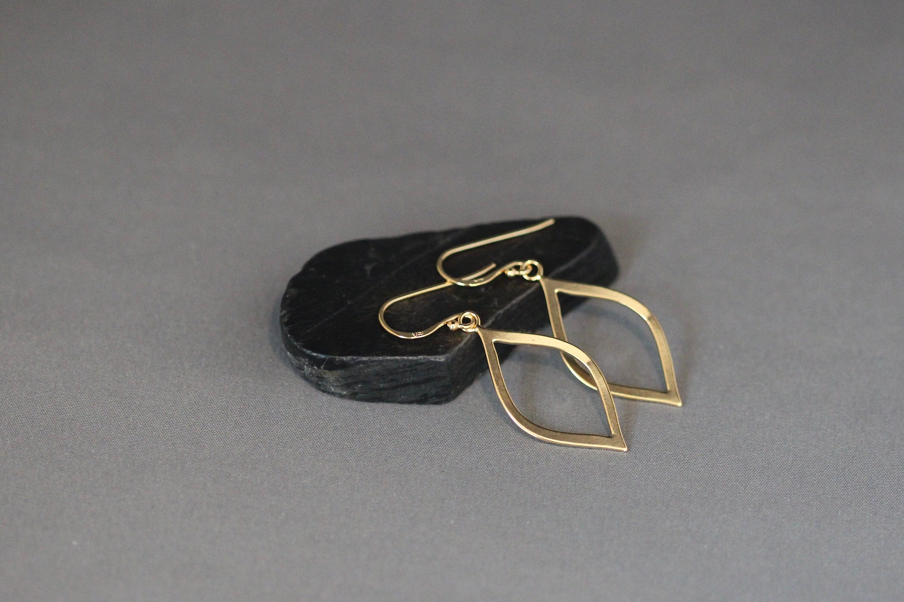 Gold Vermeil Marquise Charm Dangle Earrings