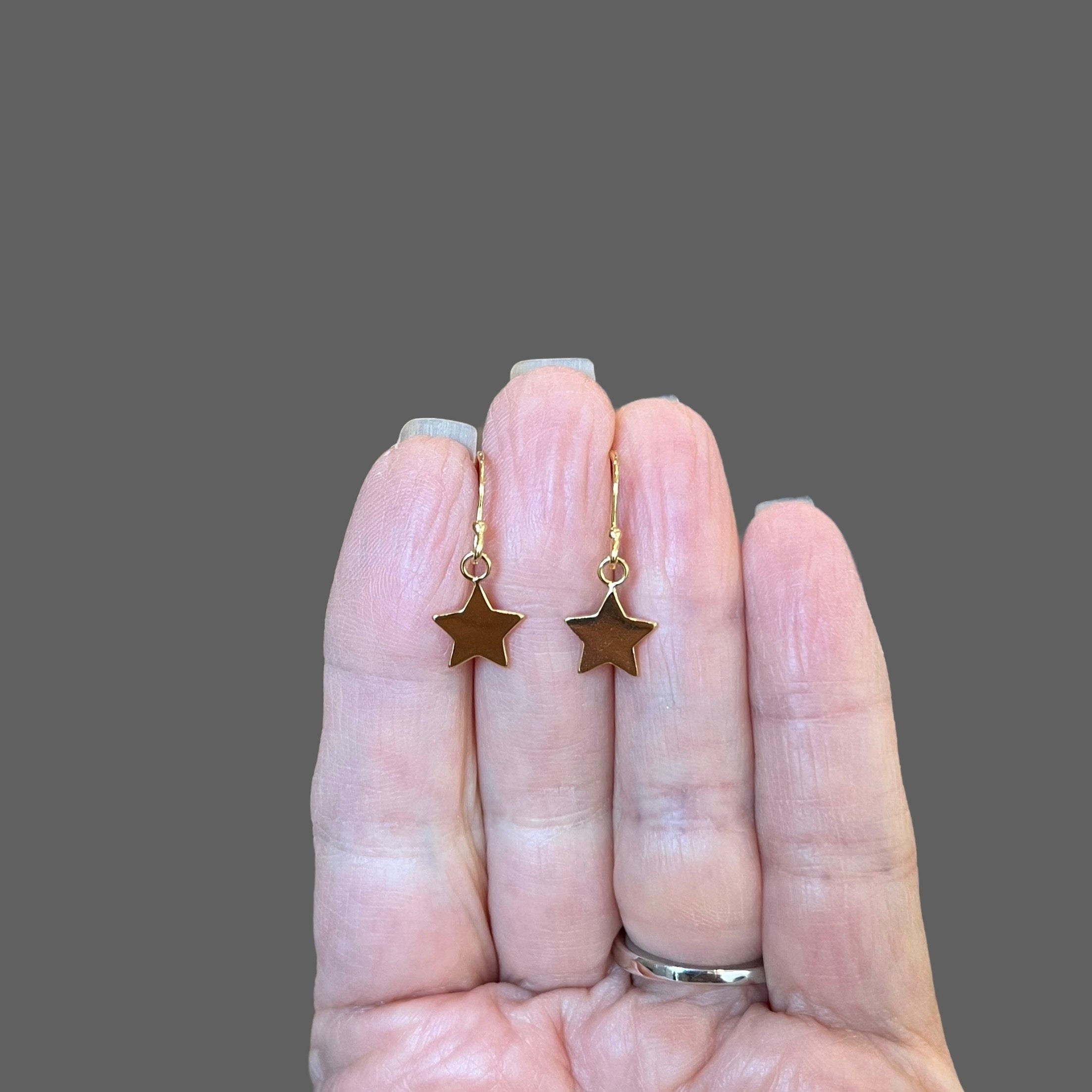 Gold Vermeil Five-Point Star Charm Dangle Earrings