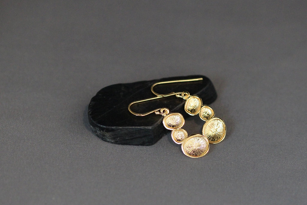 Brushed Gold Vermeil Triple Free-Form Circle Dangle Earrings
