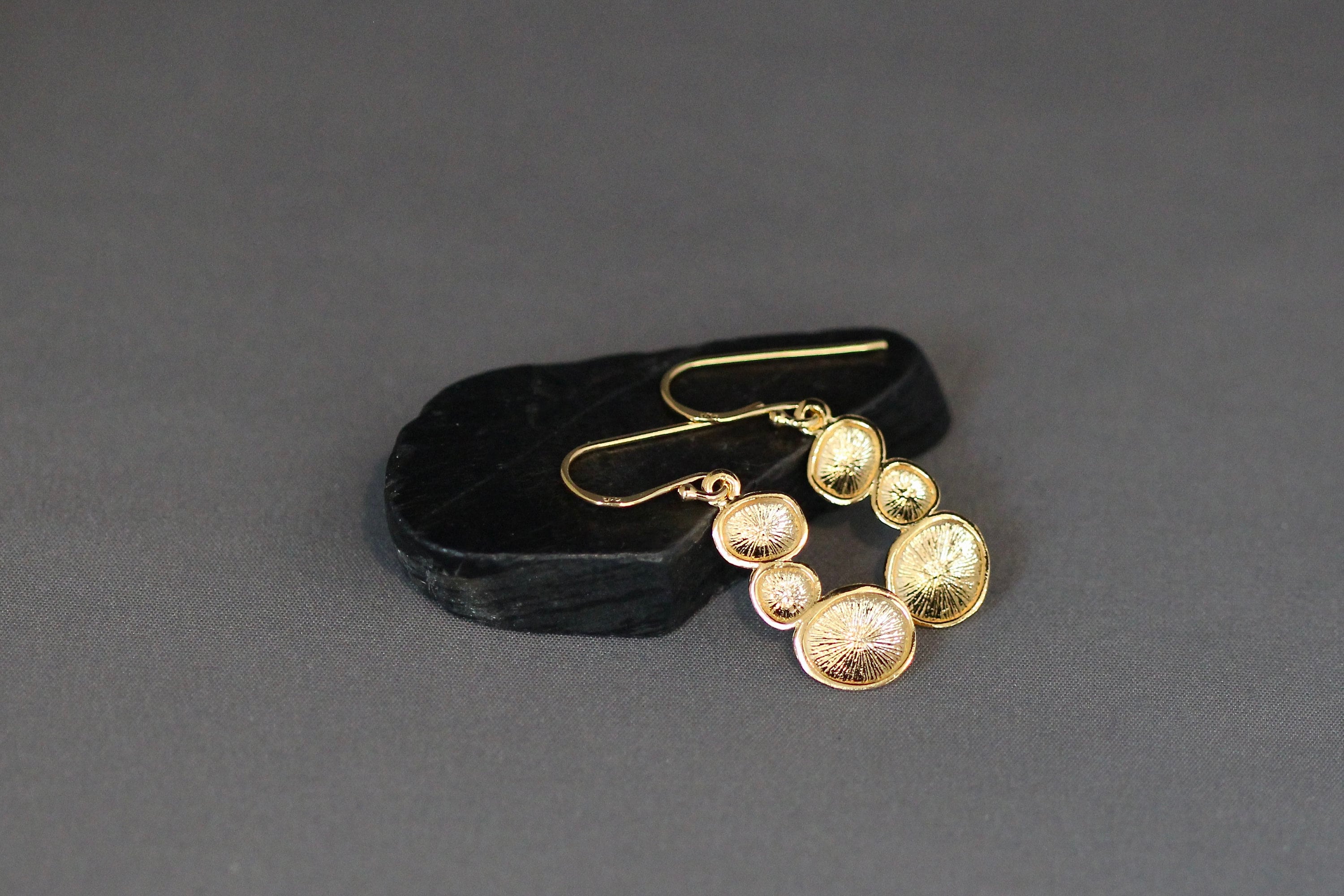 Brushed Gold Vermeil Triple Free-Form Circle Dangle Earrings