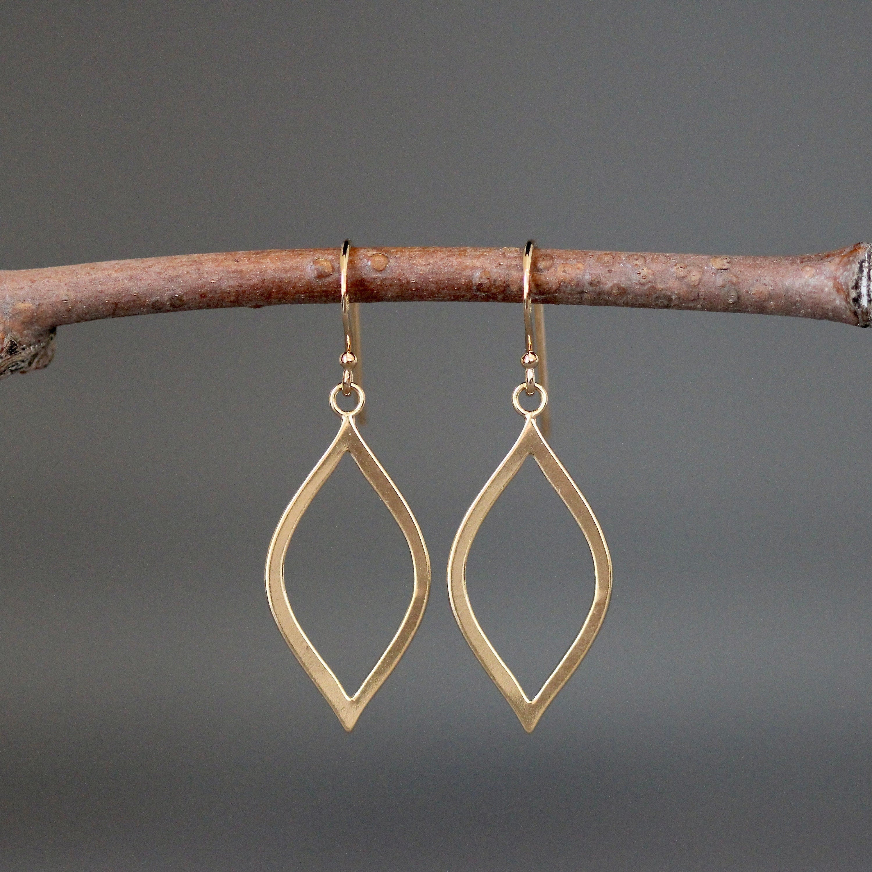 Gold Vermeil Marquise Charm Dangle Earrings