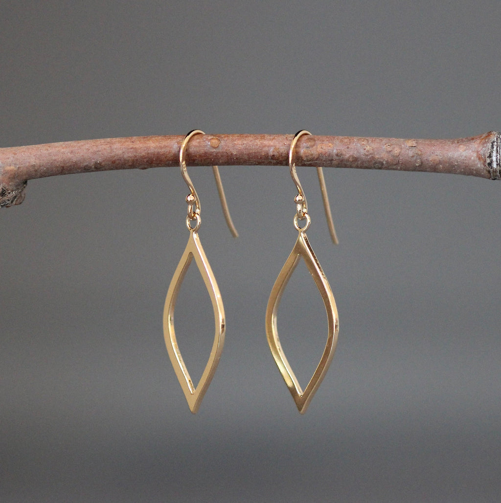 Gold Vermeil Marquise Charm Dangle Earrings