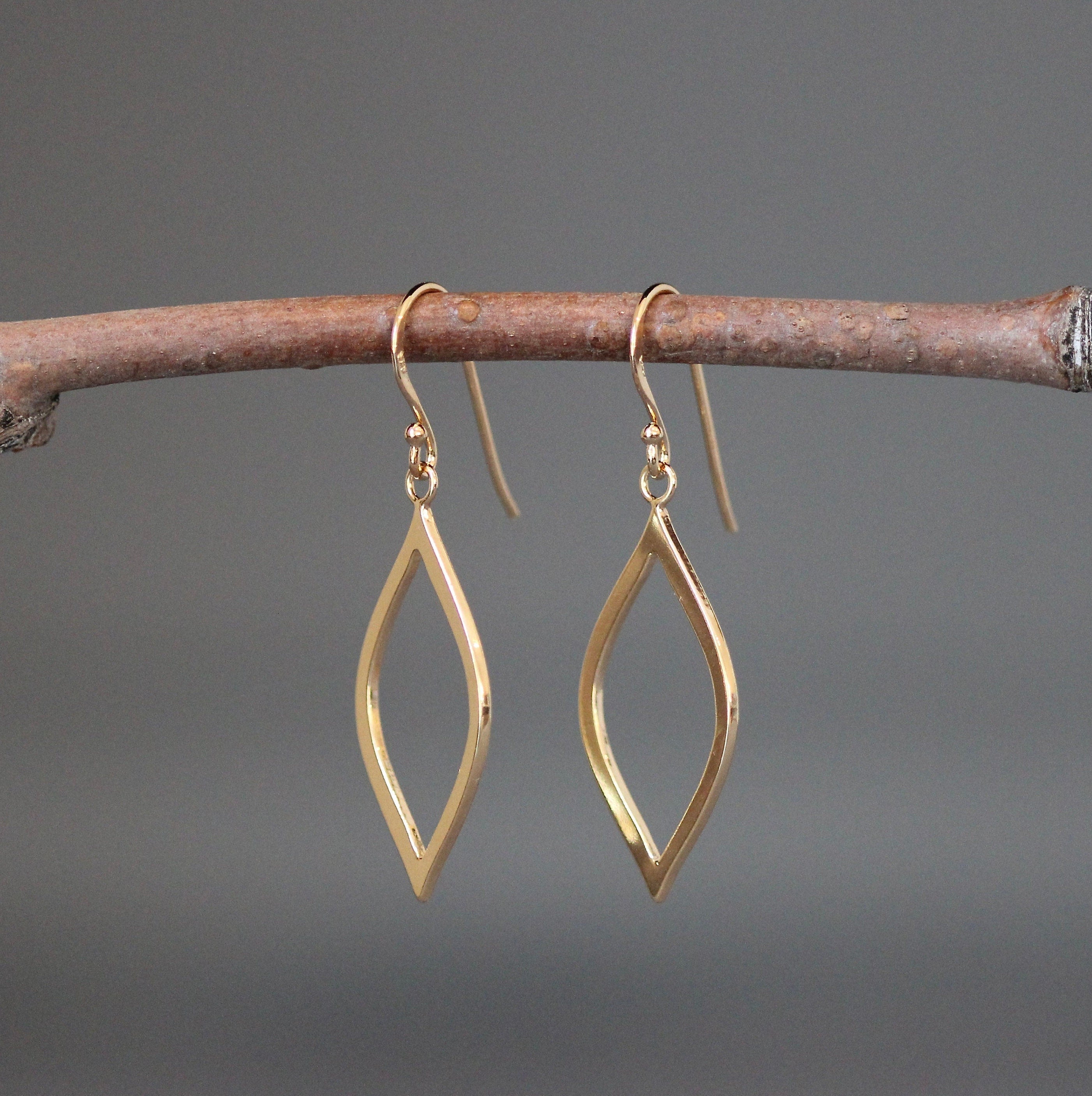 Gold Vermeil Marquise Charm Dangle Earrings