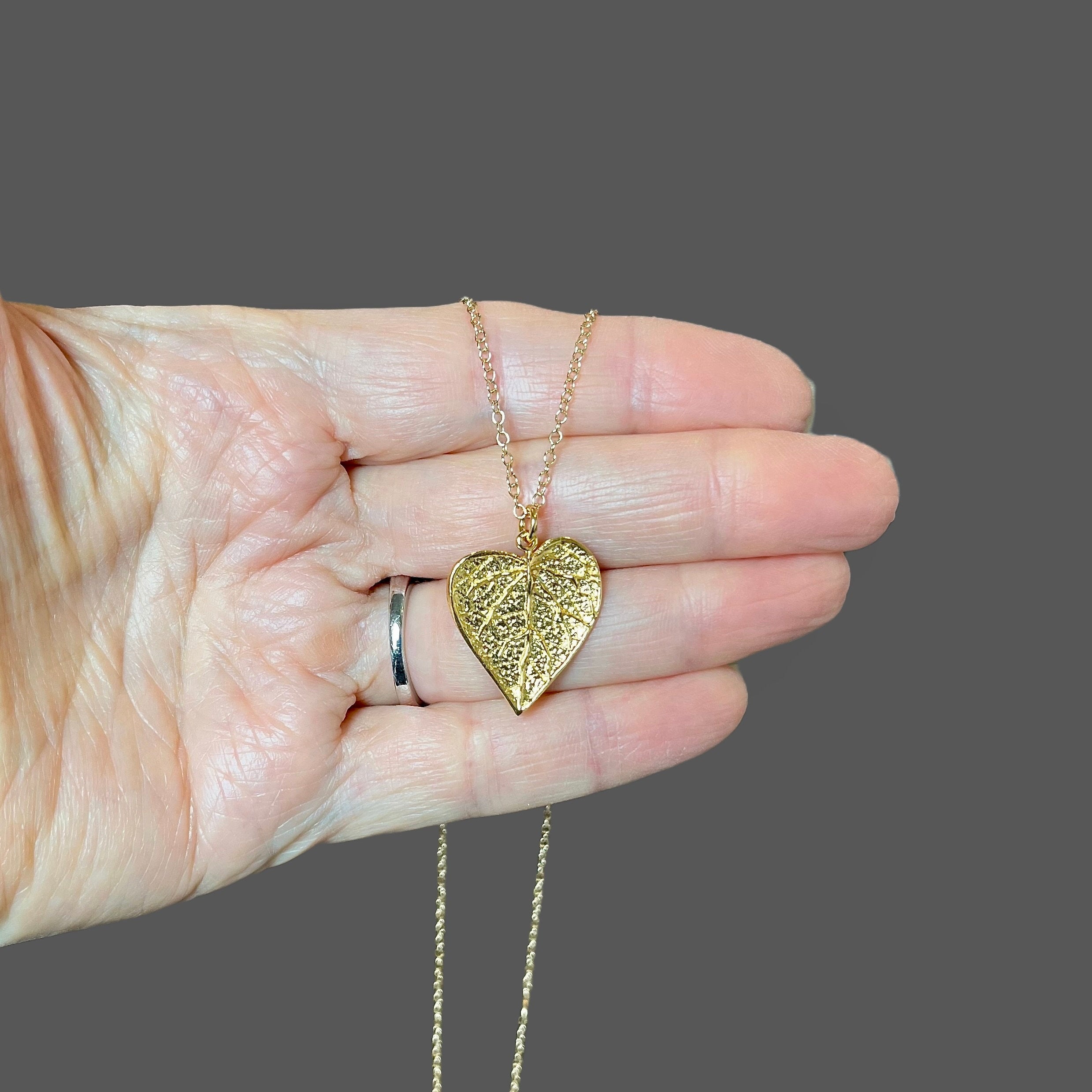 Gold Vermeil Leaf Pendant Necklace on Gold Filled Chain