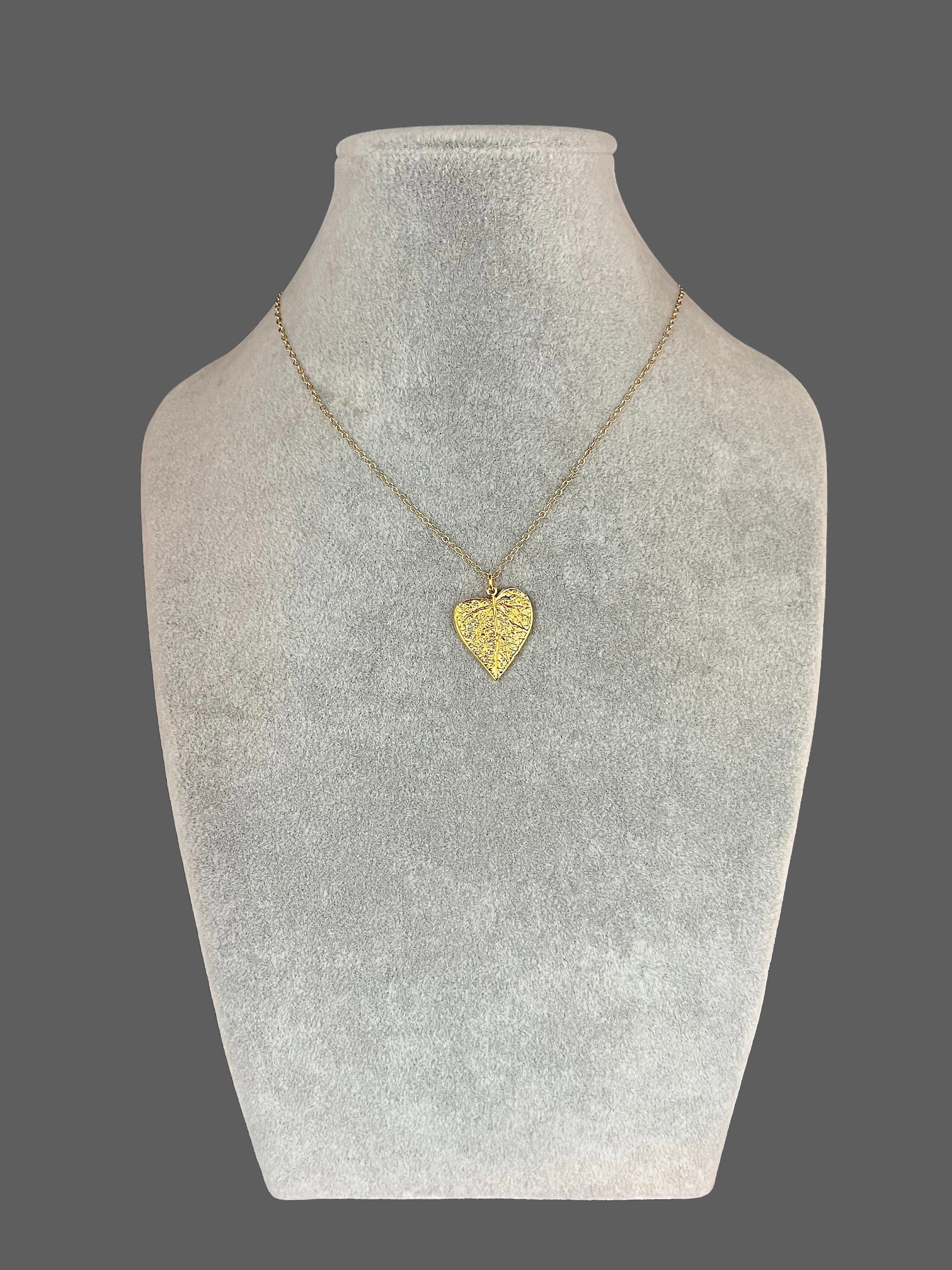 Gold Vermeil Leaf Pendant Necklace on Gold Filled Chain