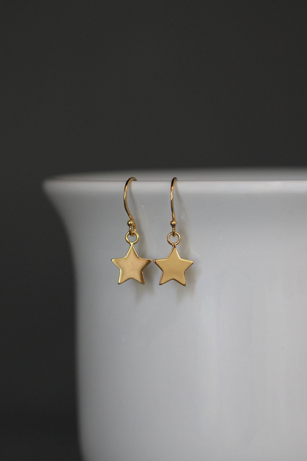 Gold Vermeil Five-Point Star Charm Dangle Earrings