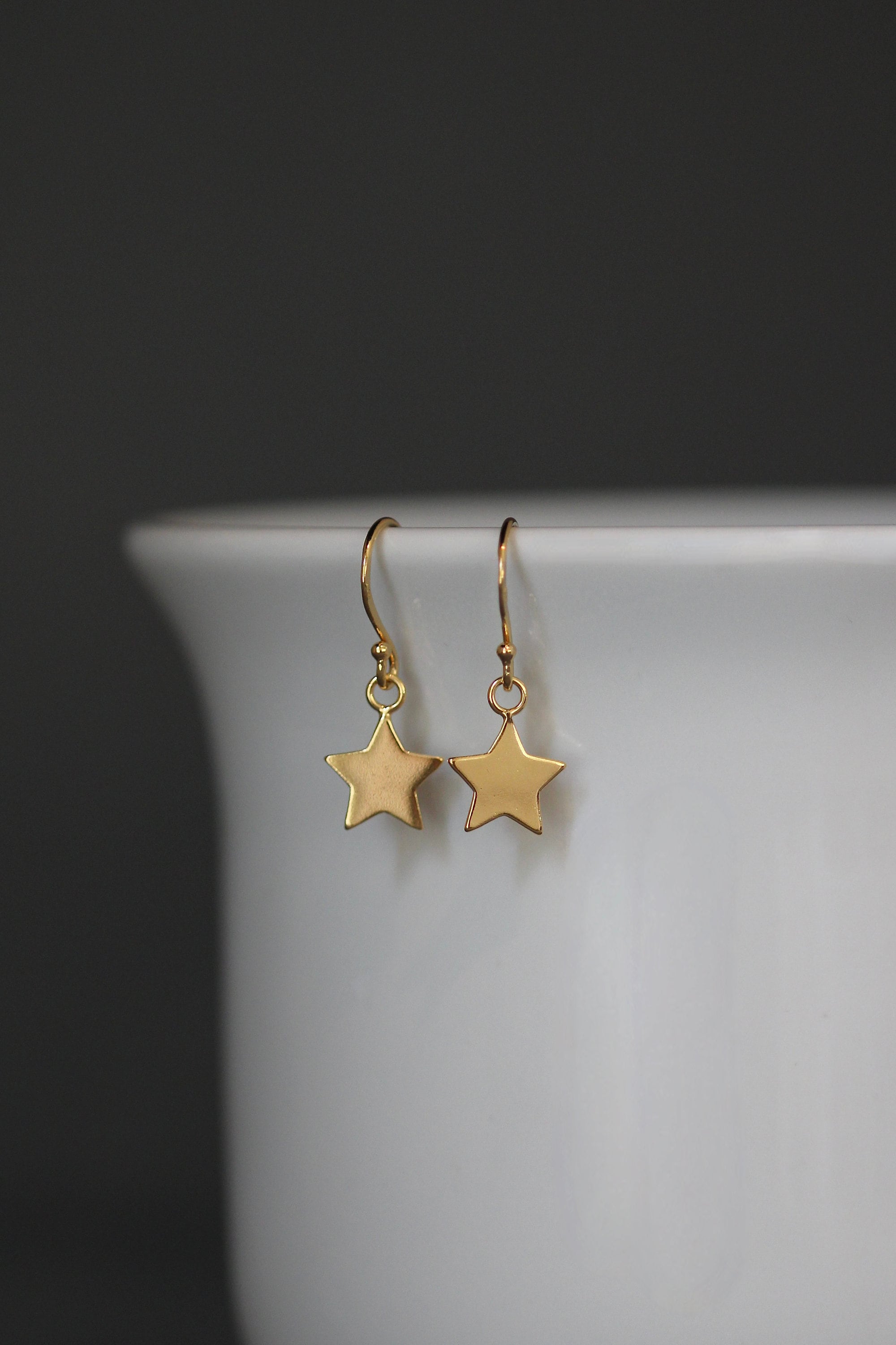 Gold Vermeil Five-Point Star Charm Dangle Earrings