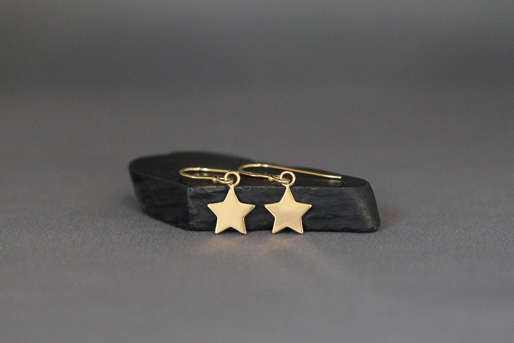 Gold Vermeil Five-Point Star Charm Dangle Earrings