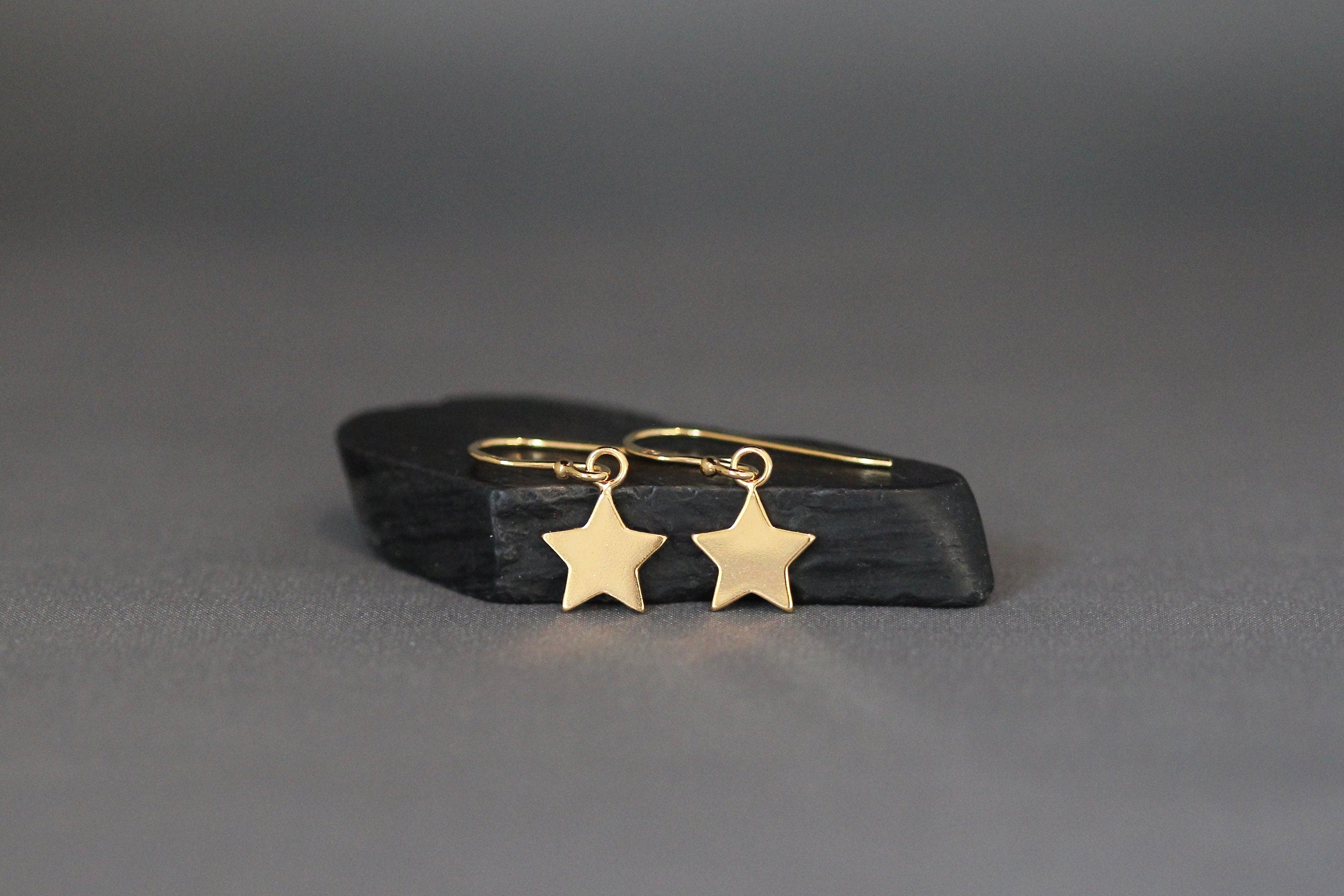 Gold Vermeil Five-Point Star Charm Dangle Earrings