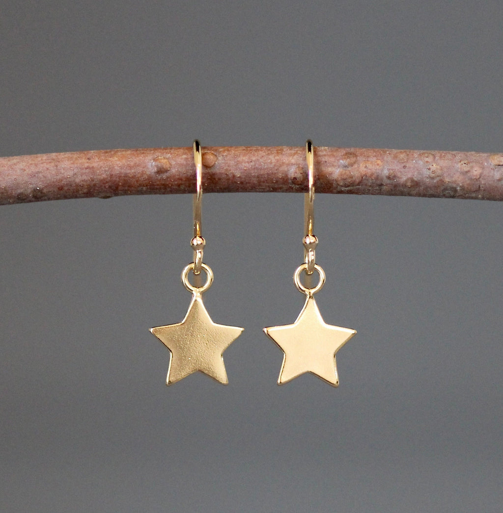Gold Vermeil Five-Point Star Charm Dangle Earrings