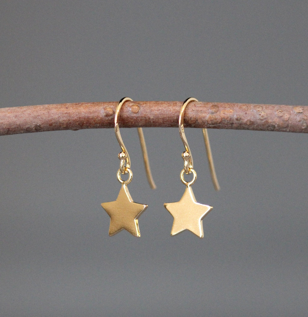 Gold Vermeil Five-Point Star Charm Dangle Earrings