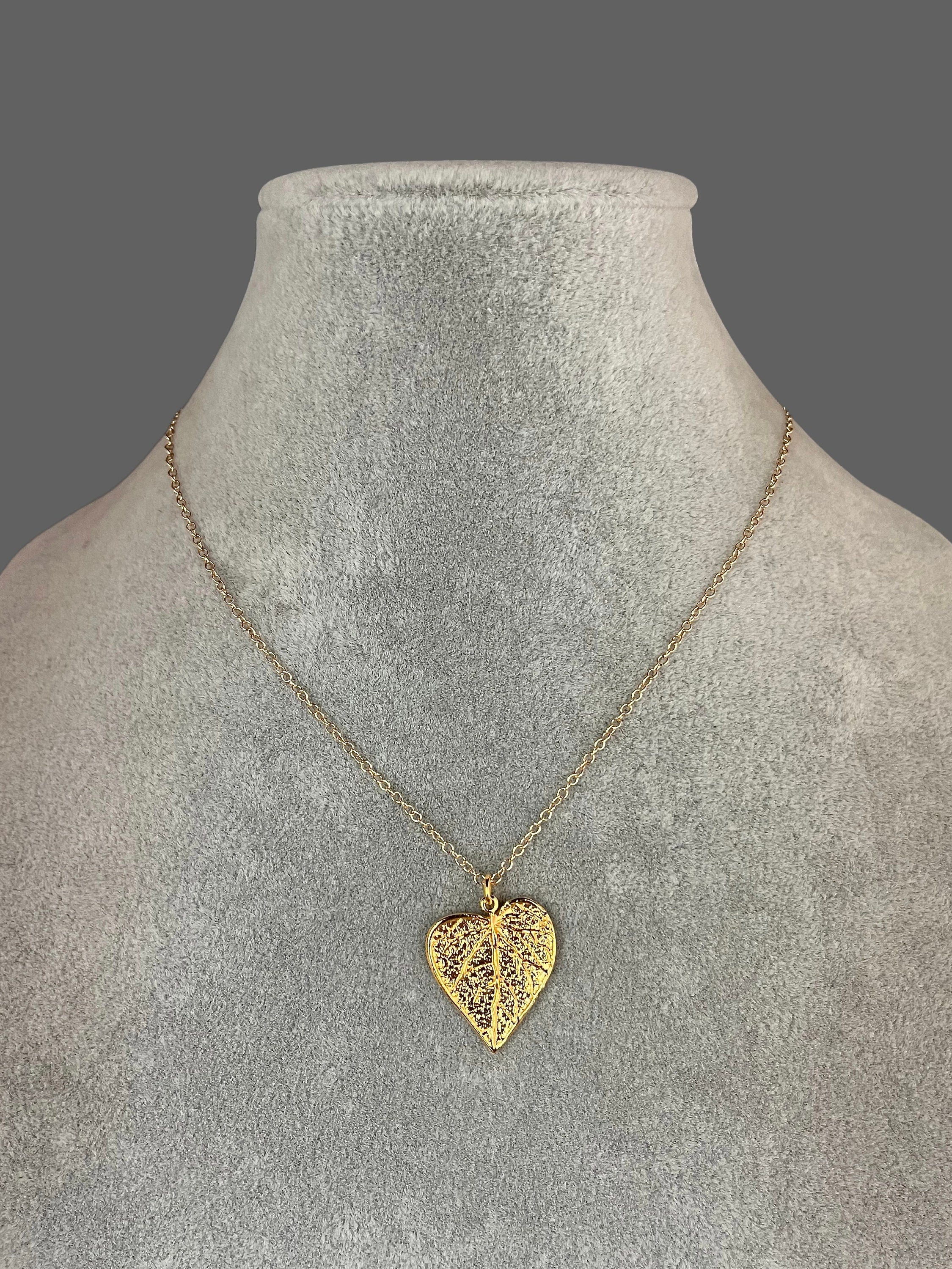 Gold Vermeil Leaf Pendant Necklace on Gold Filled Chain