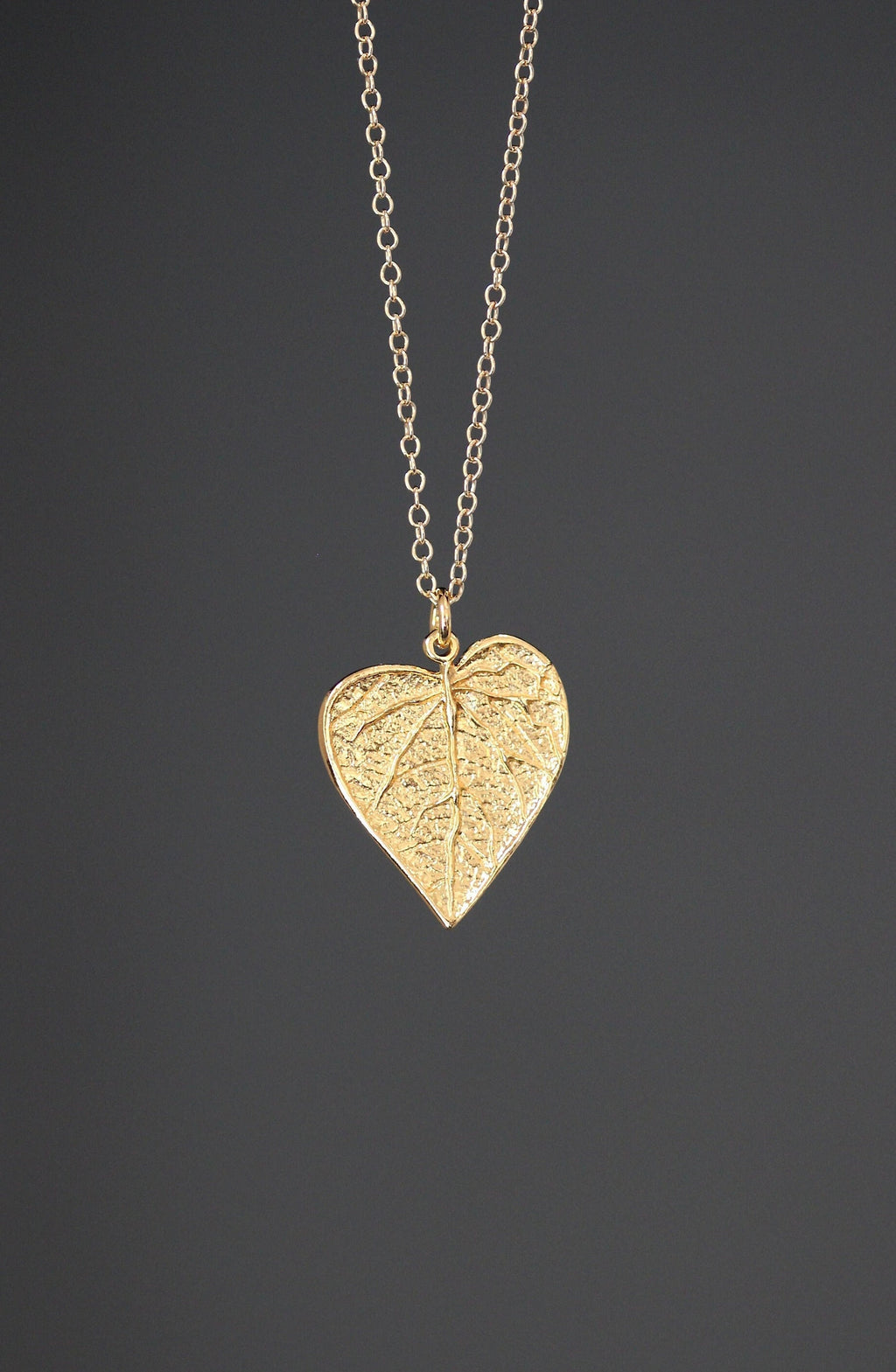 Gold Vermeil Leaf Pendant Necklace on Gold Filled Chain