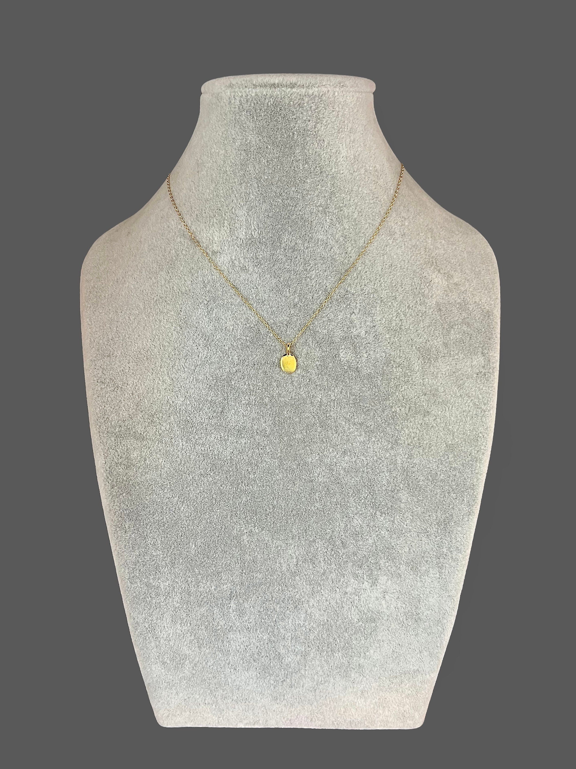 Small Shiny Gold Vermeil Oval Charm Pendant Necklace on Gold Filled Chain