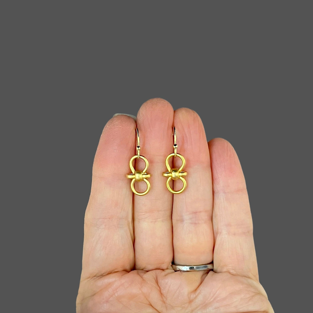 Matte Gold Vermeil Knot Charm Dangle Earrings