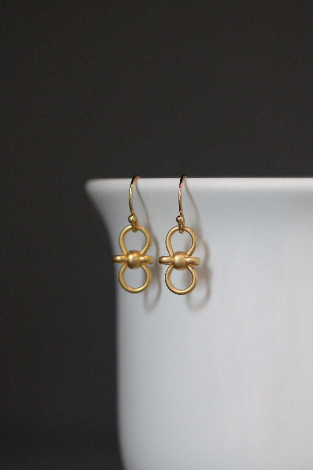 Matte Gold Vermeil Knot Charm Dangle Earrings