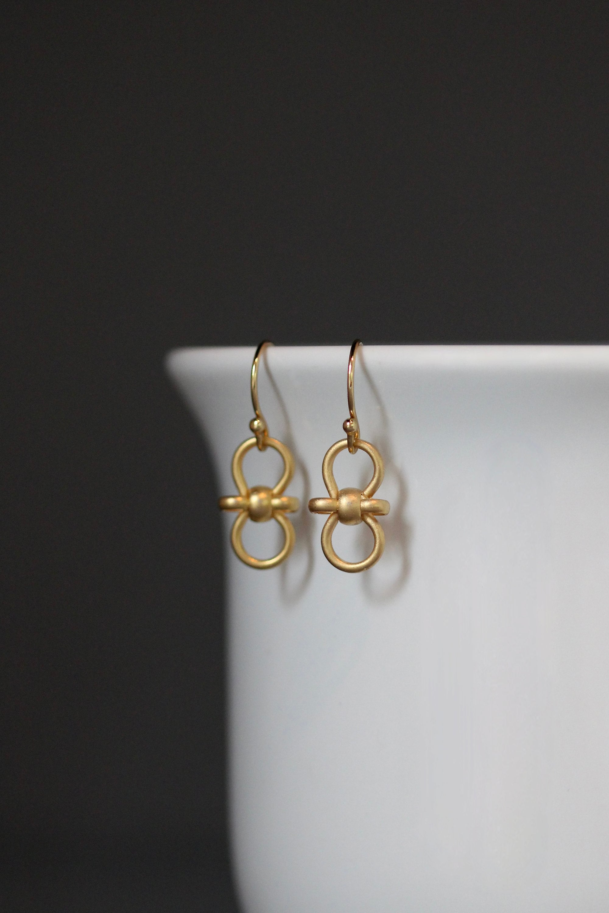 Matte Gold Vermeil Knot Charm Dangle Earrings