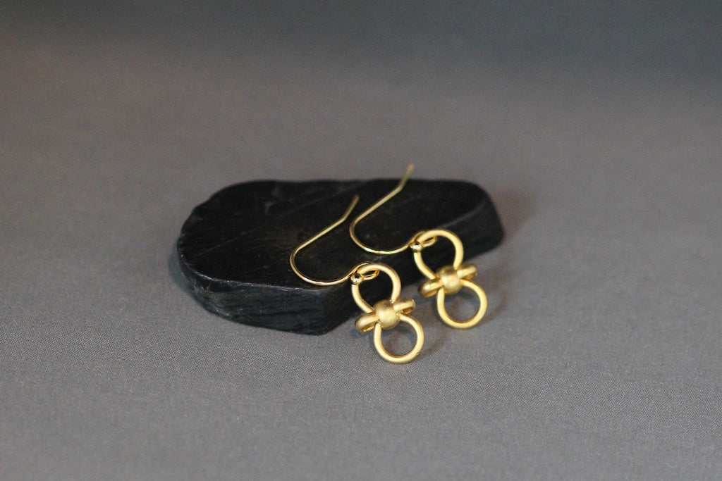 Matte Gold Vermeil Knot Charm Dangle Earrings