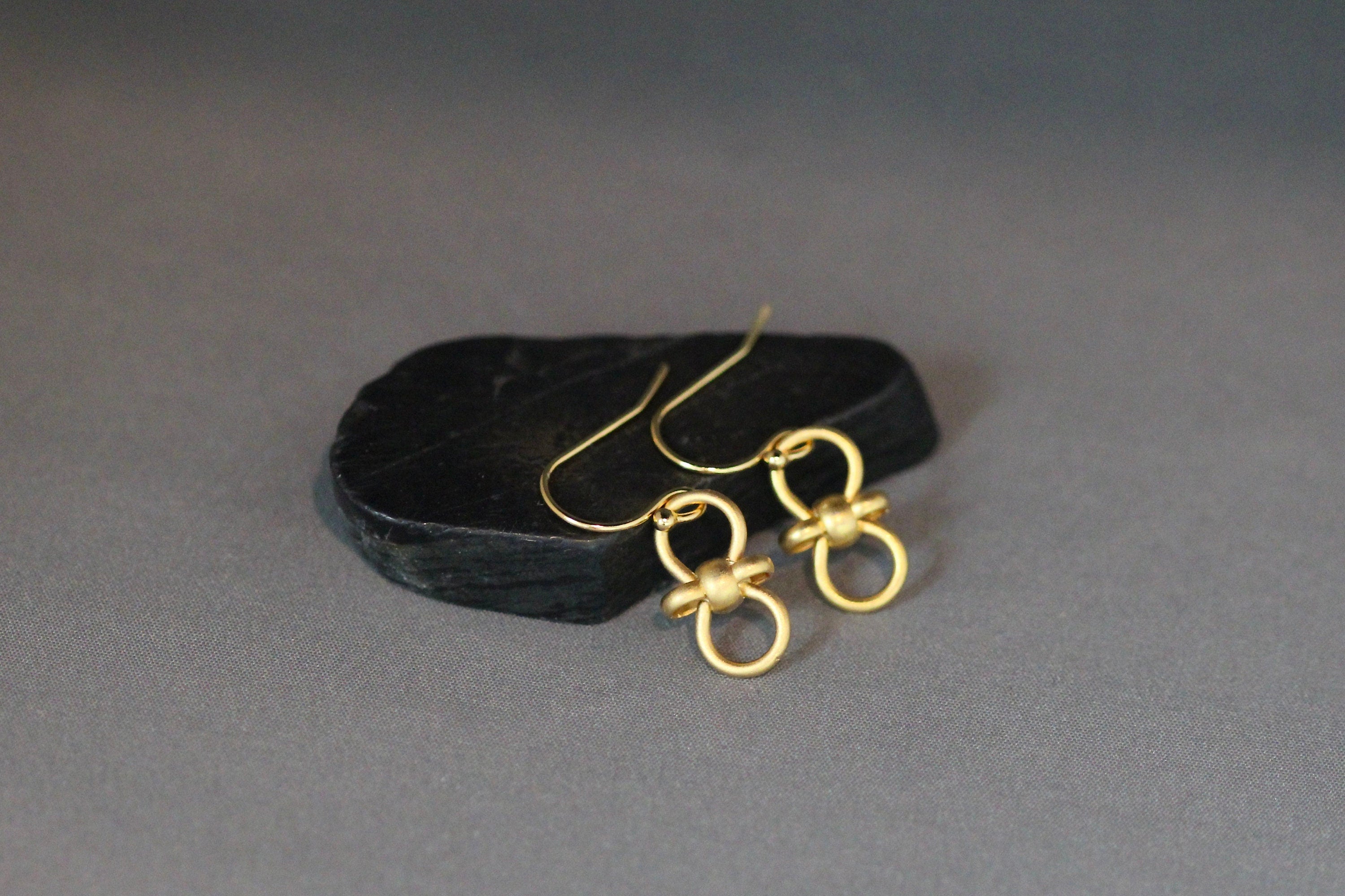 Matte Gold Vermeil Knot Charm Dangle Earrings