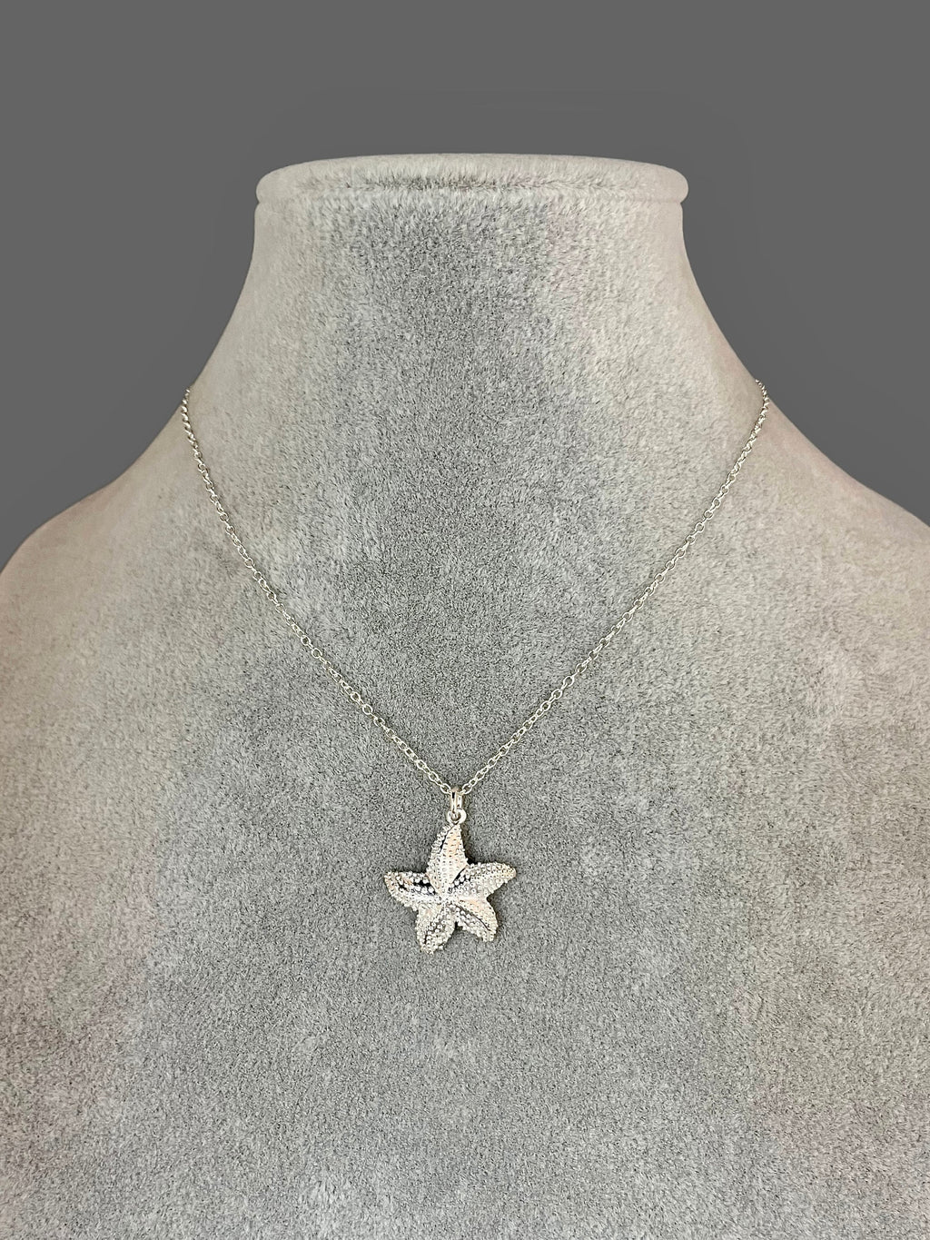 Detailed Sterling Silver Starfish Charm Necklace
