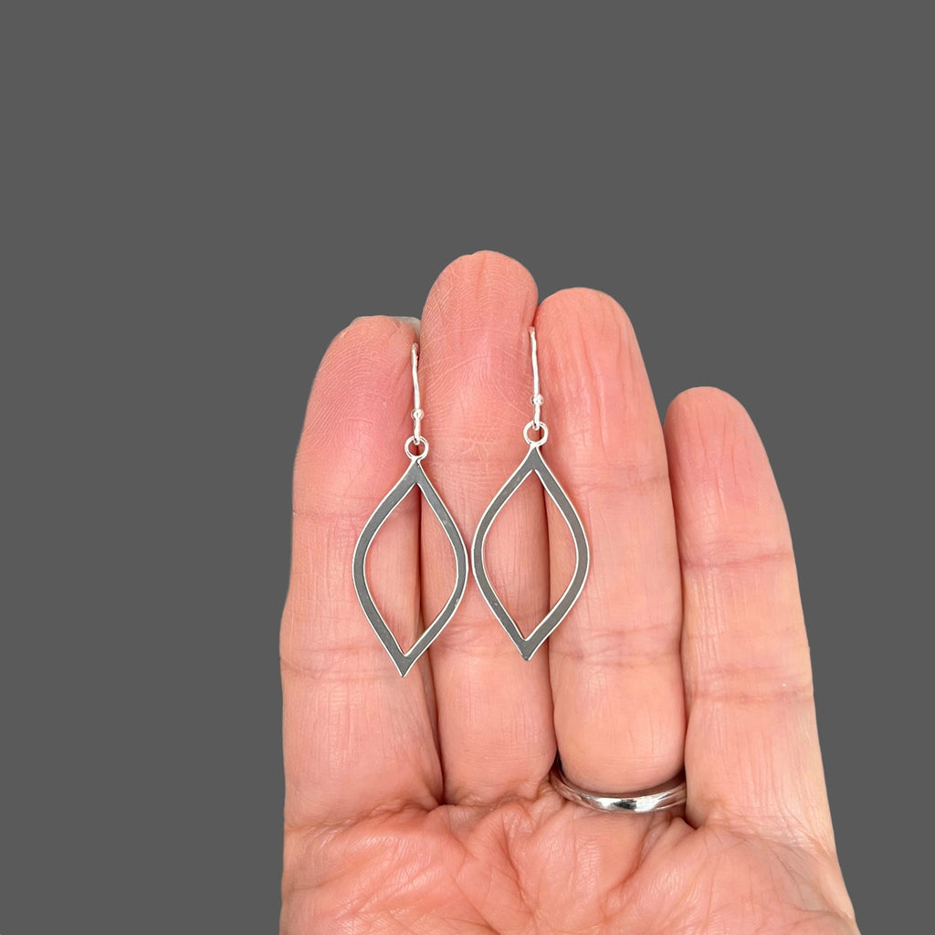 Matte Silver Marquise Charm Earrings