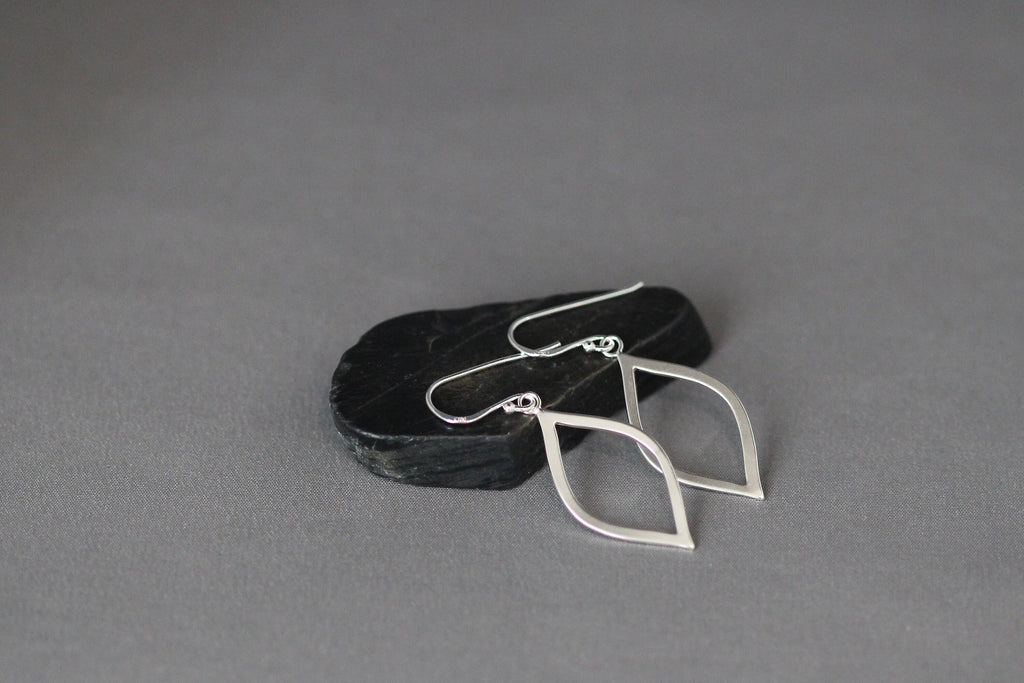 Matte Silver Marquise Charm Earrings
