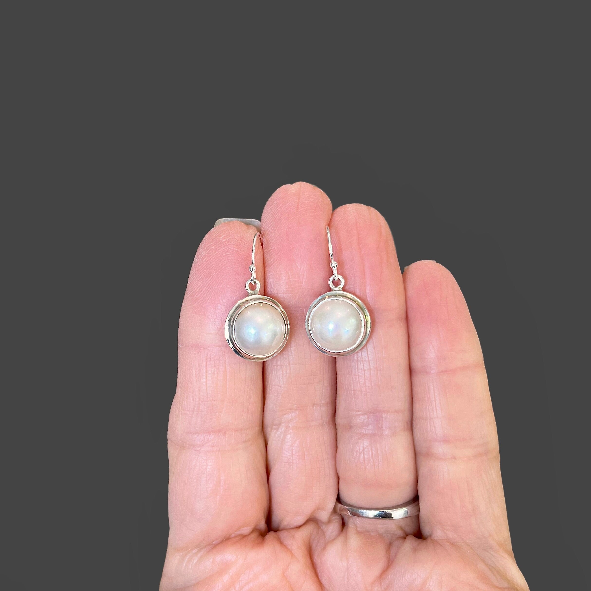 White Freshwater Pearl and Bali Silver Earrings
