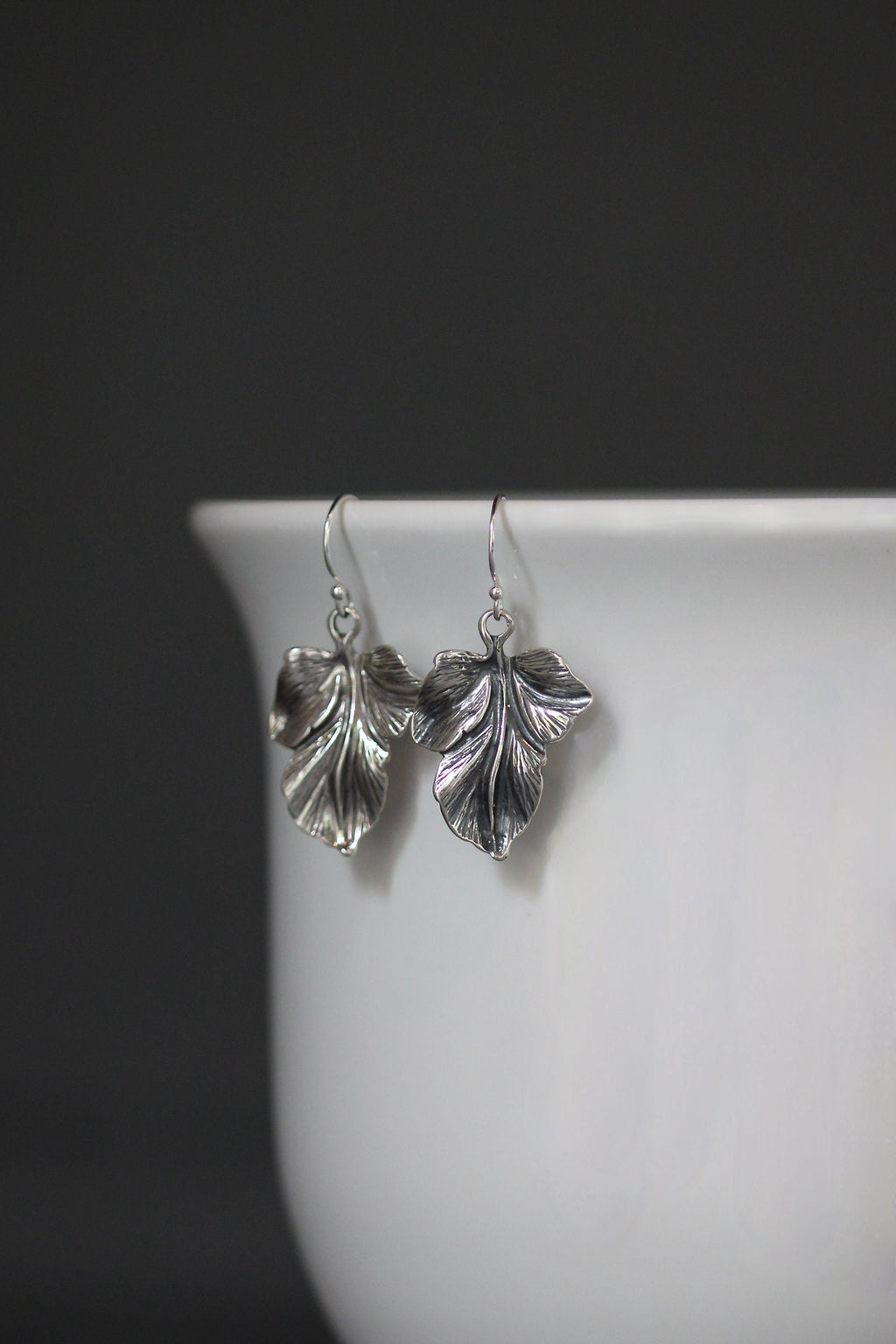 Bali Sterling Silver Leaf Charm Earrings