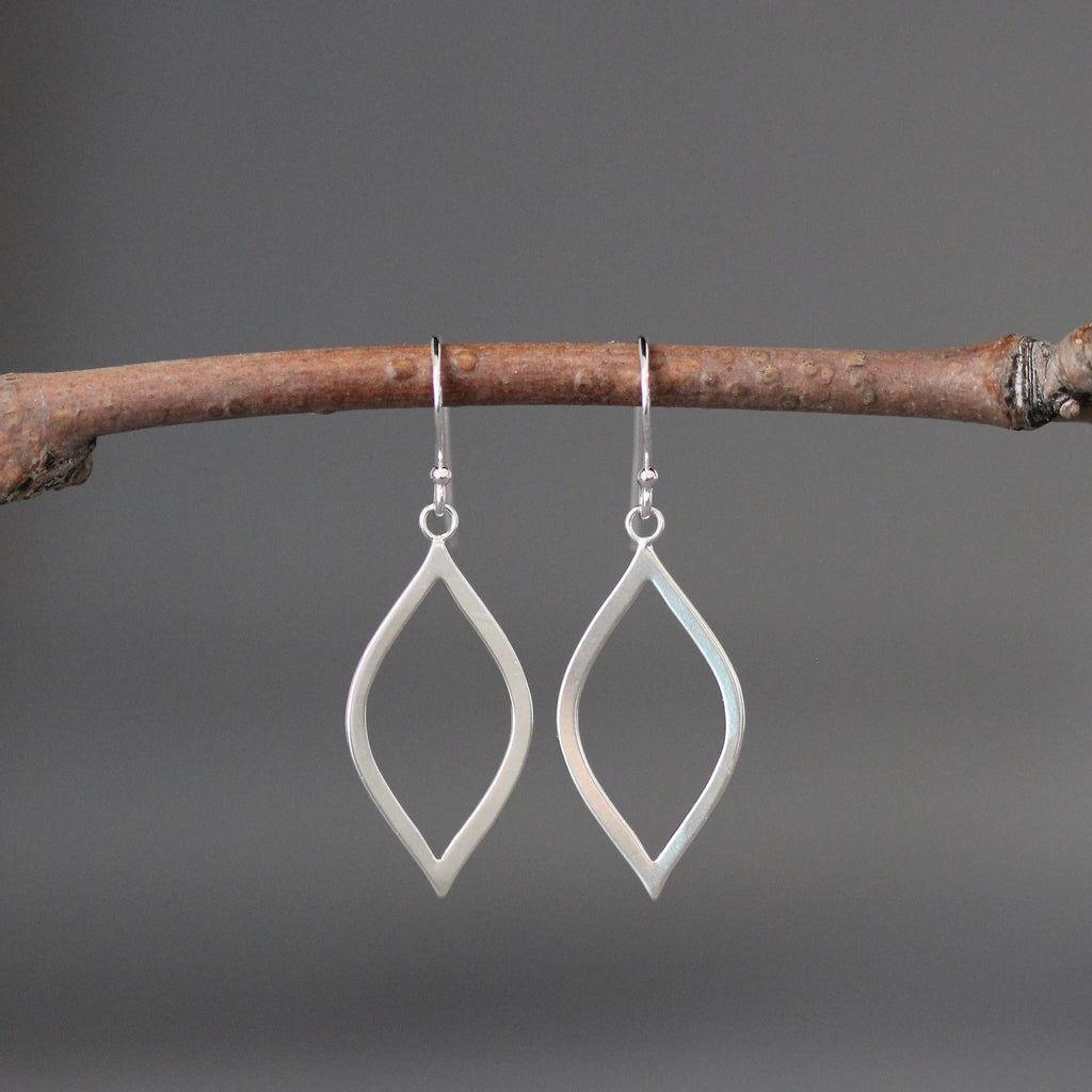 Matte Silver Marquise Charm Earrings