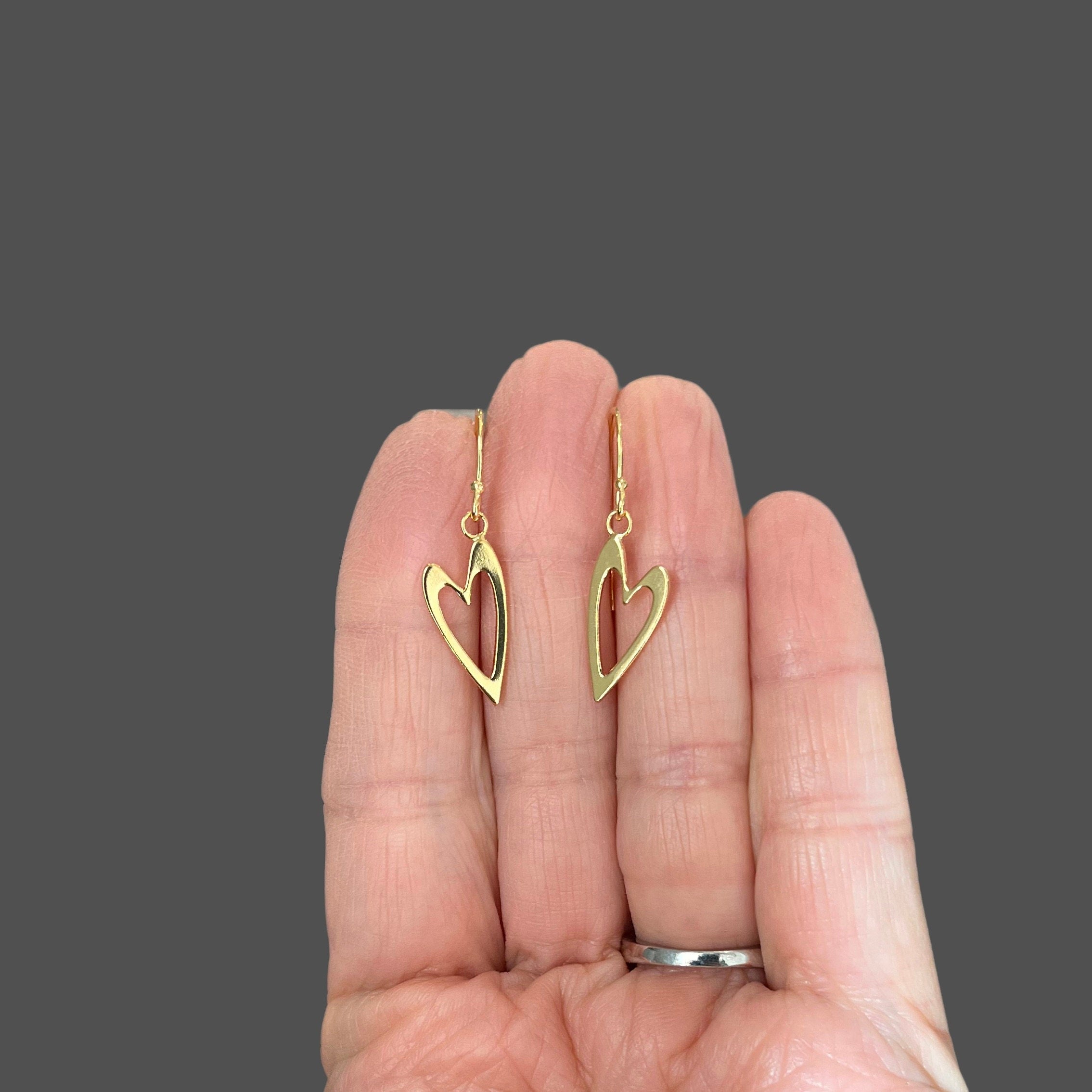 Gold Vermeil Open Heart Dangle Earrings