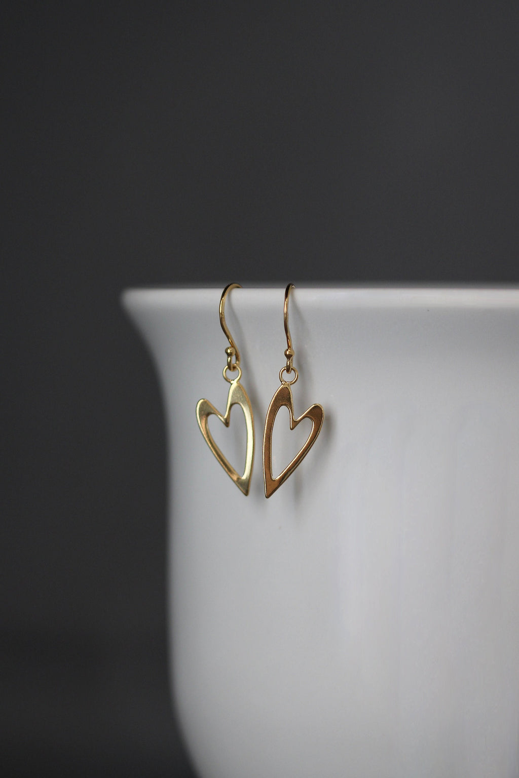 Gold Vermeil Open Heart Dangle Earrings