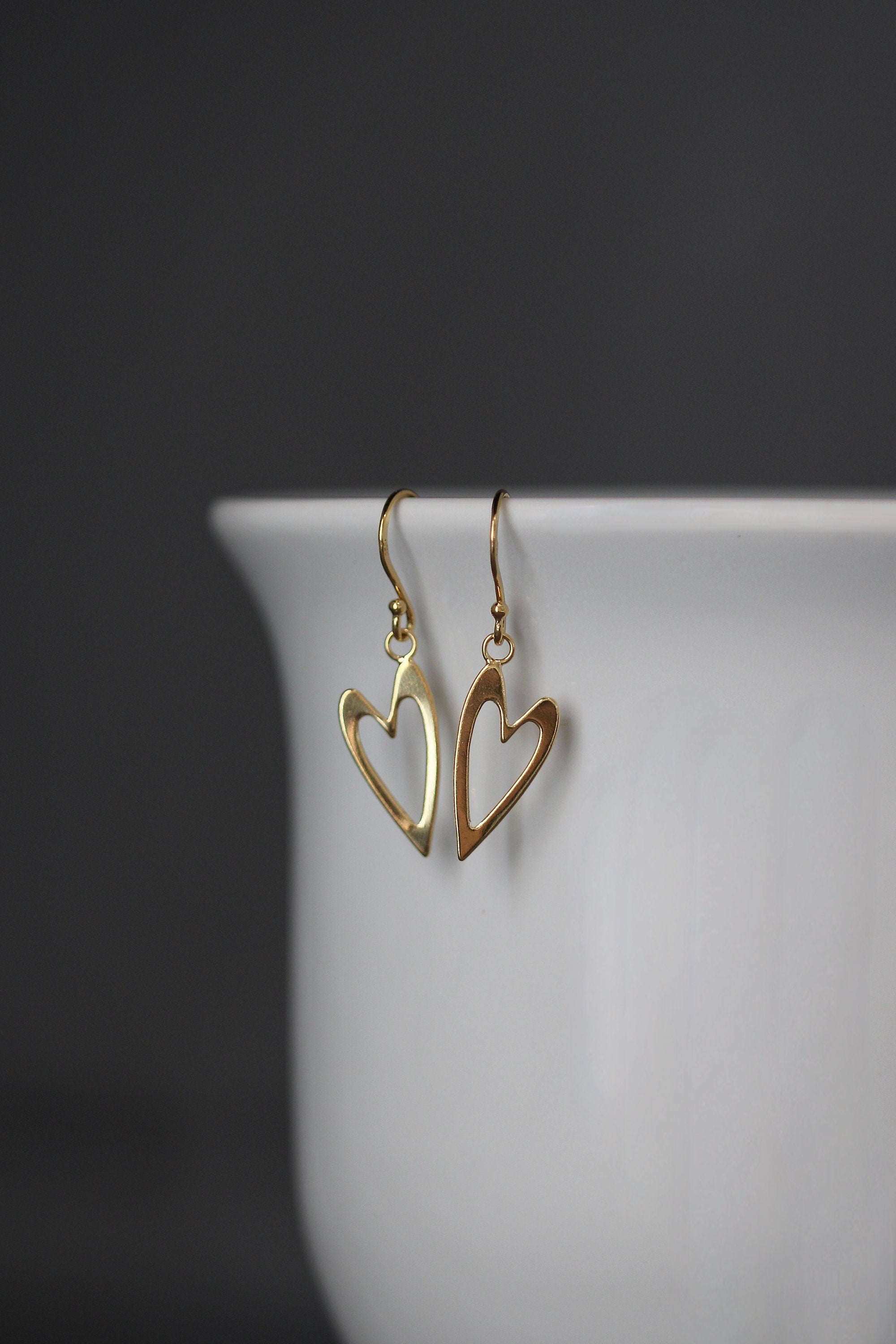 Gold Vermeil Open Heart Dangle Earrings