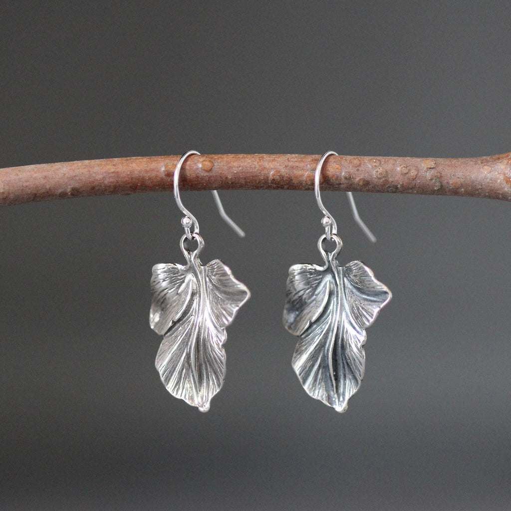 Bali Sterling Silver Leaf Charm Earrings
