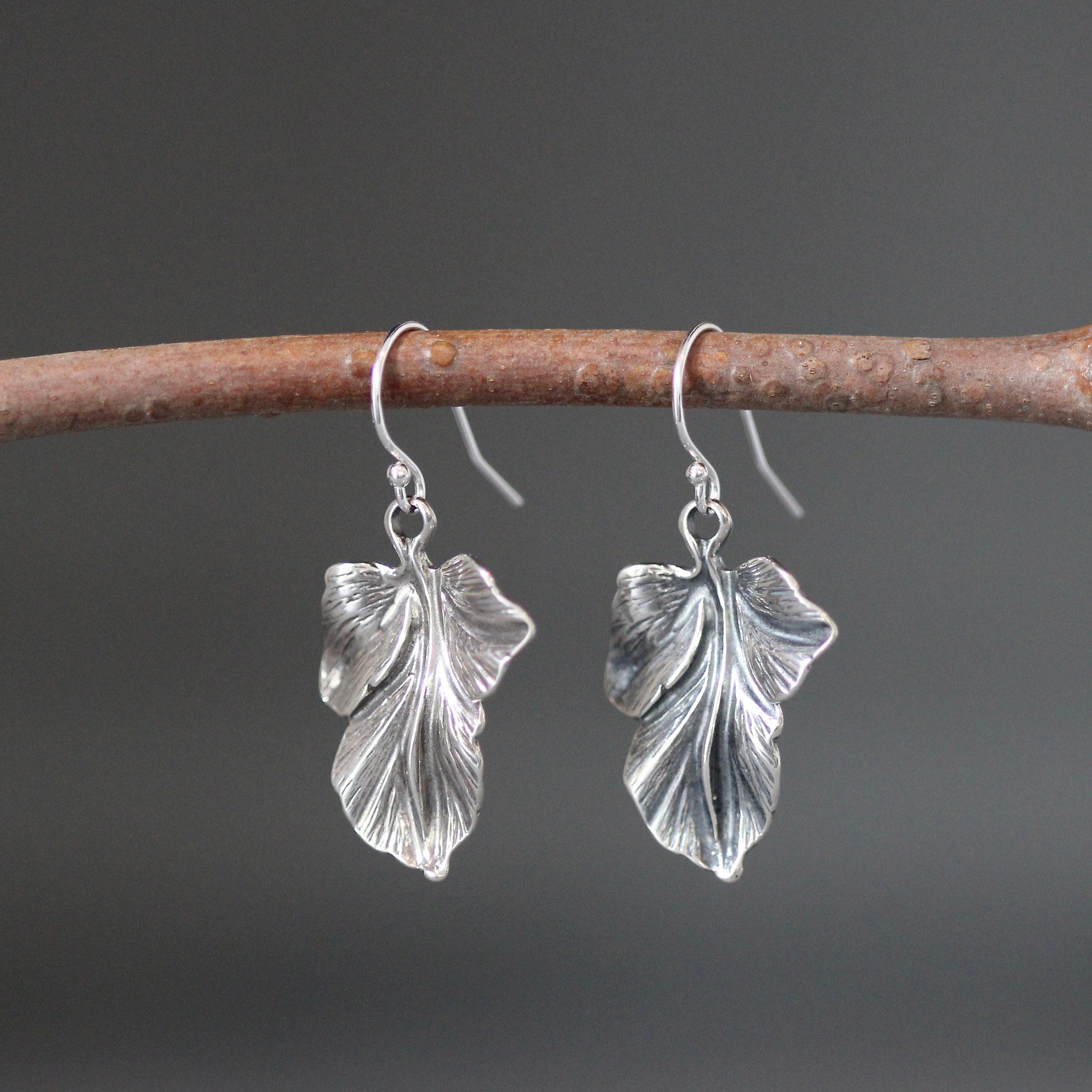 Bali Sterling Silver Leaf Charm Earrings