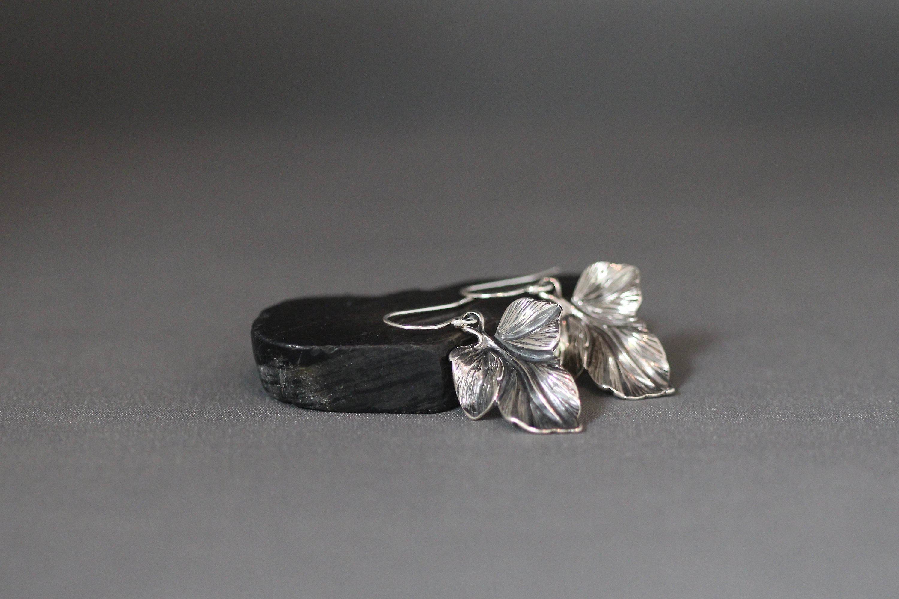 Bali Sterling Silver Leaf Charm Earrings