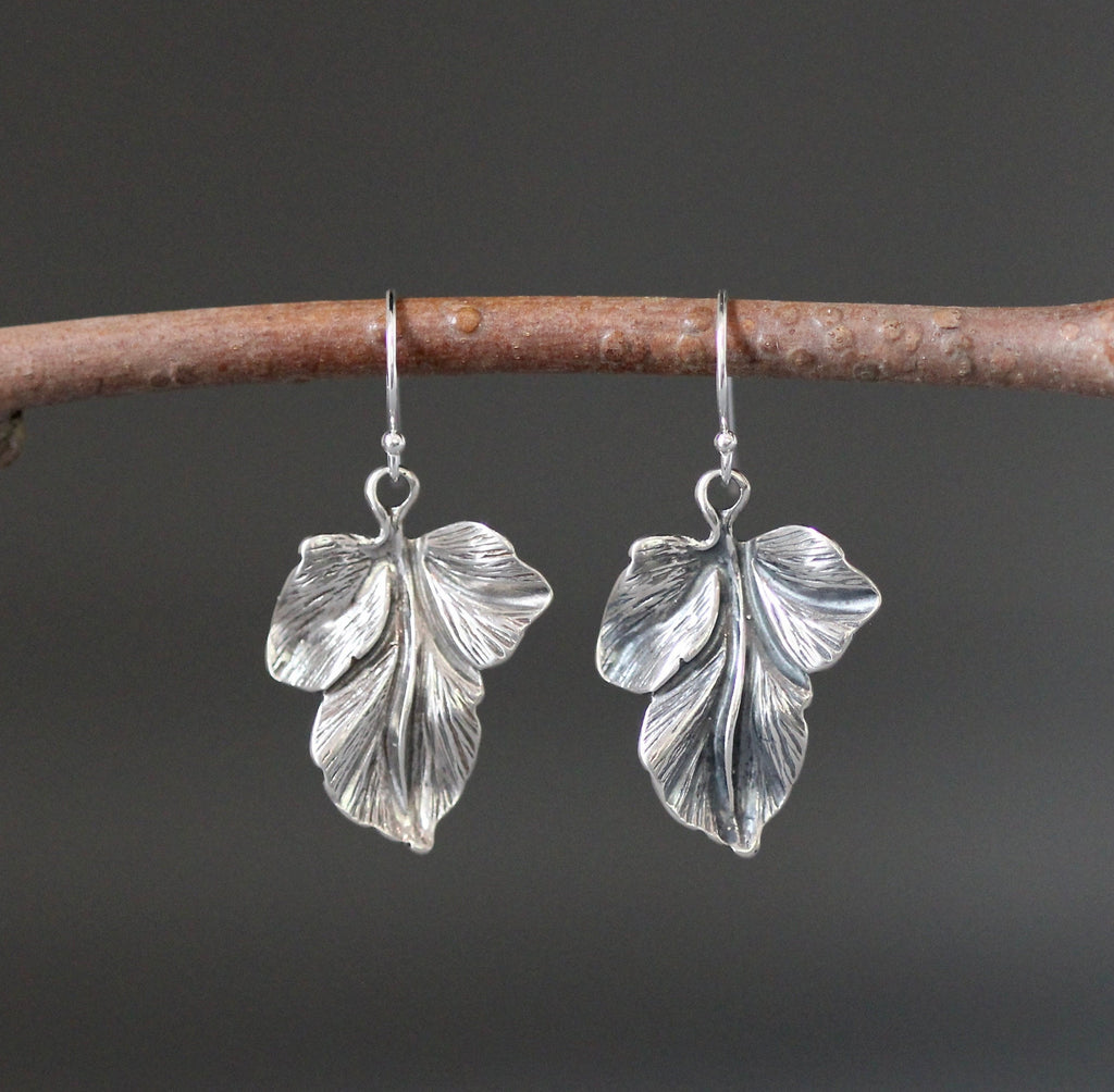 Bali Sterling Silver Leaf Charm Earrings