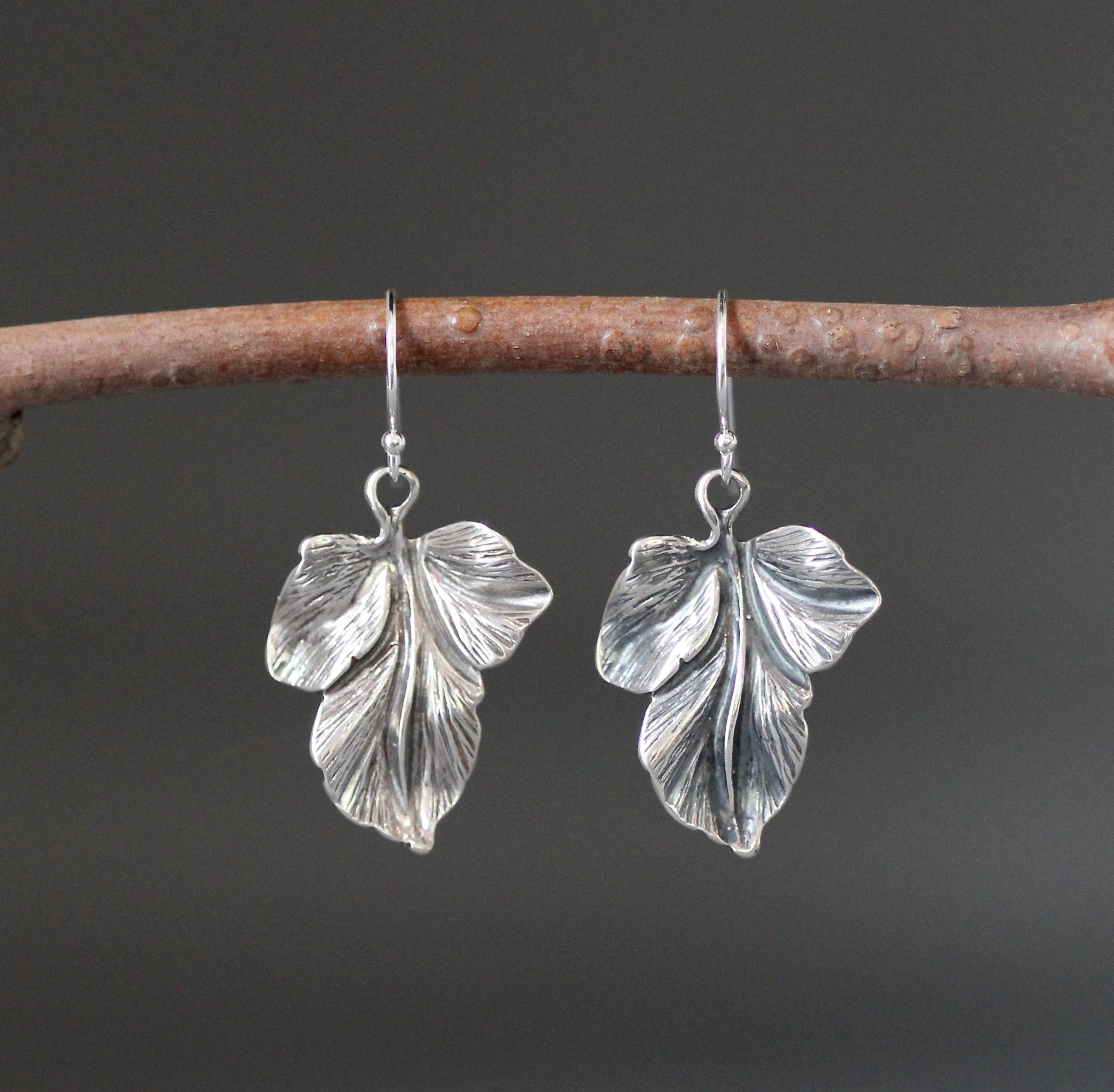 Bali Sterling Silver Leaf Charm Earrings