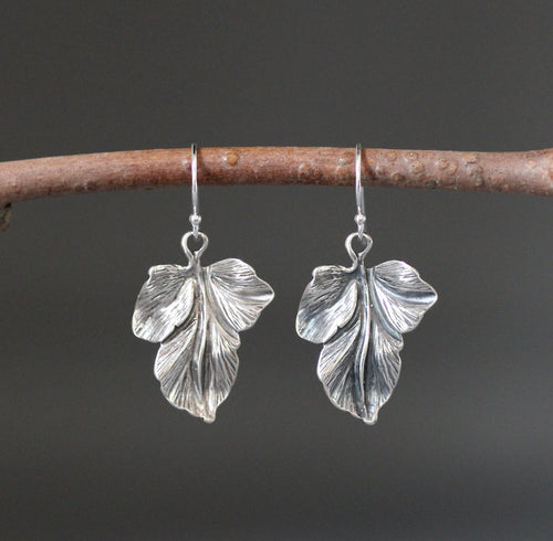 Bali Sterling Silver Leaf Charm Earrings
